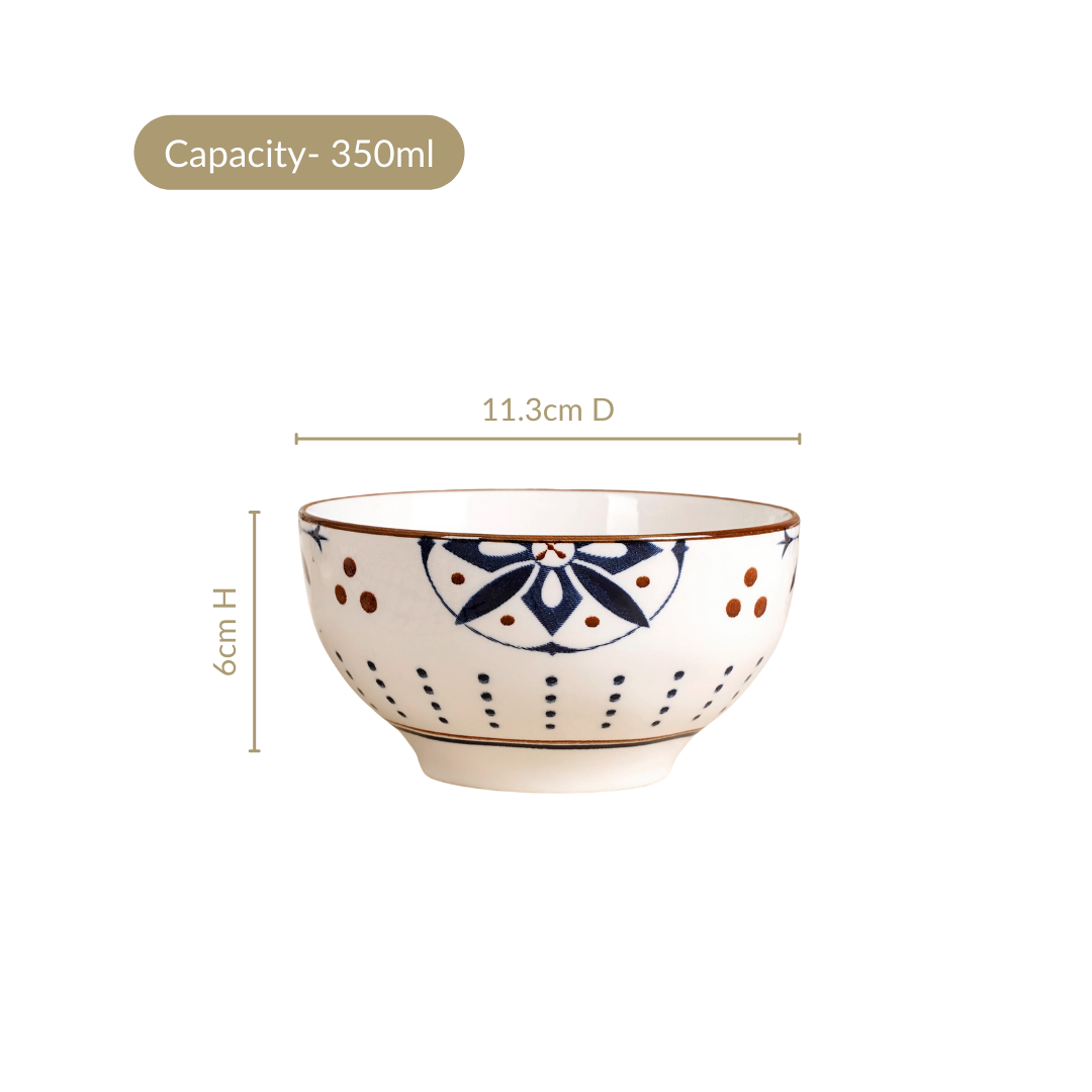 Indie Ceramic Snack Bowl Set Of 4 350ml Nestasia