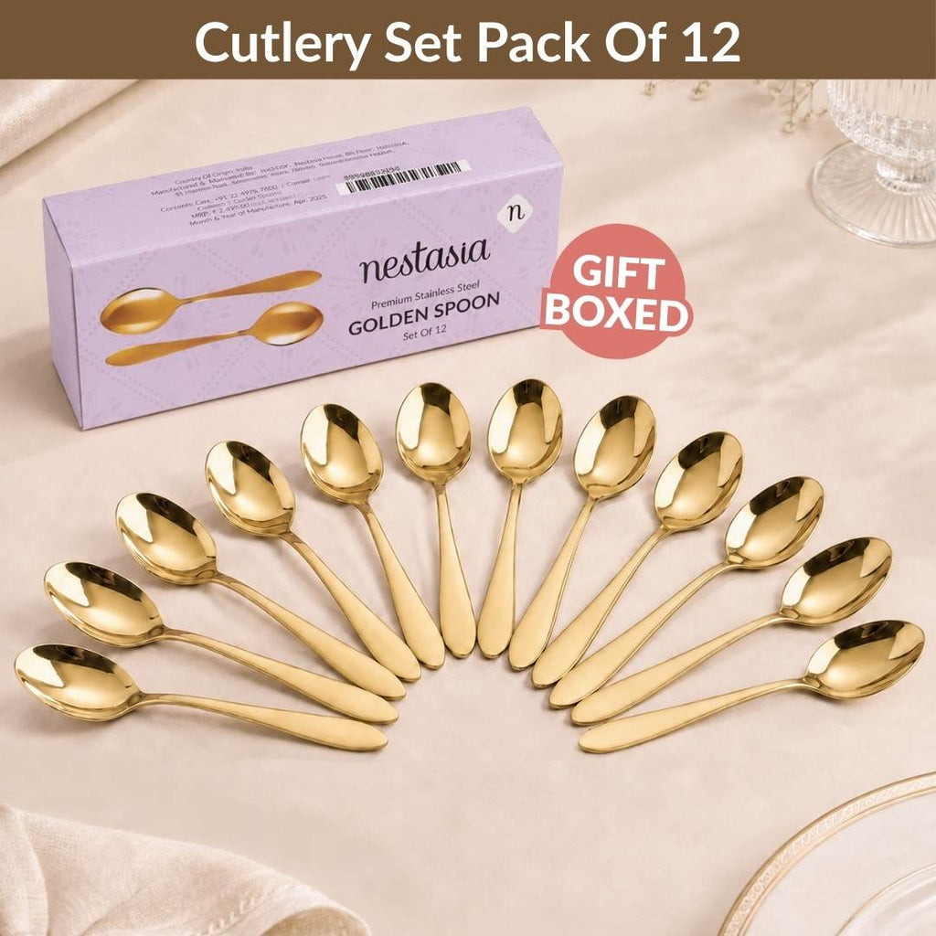 Gold PVD Coated Spoon Set Of 12 Nestasia