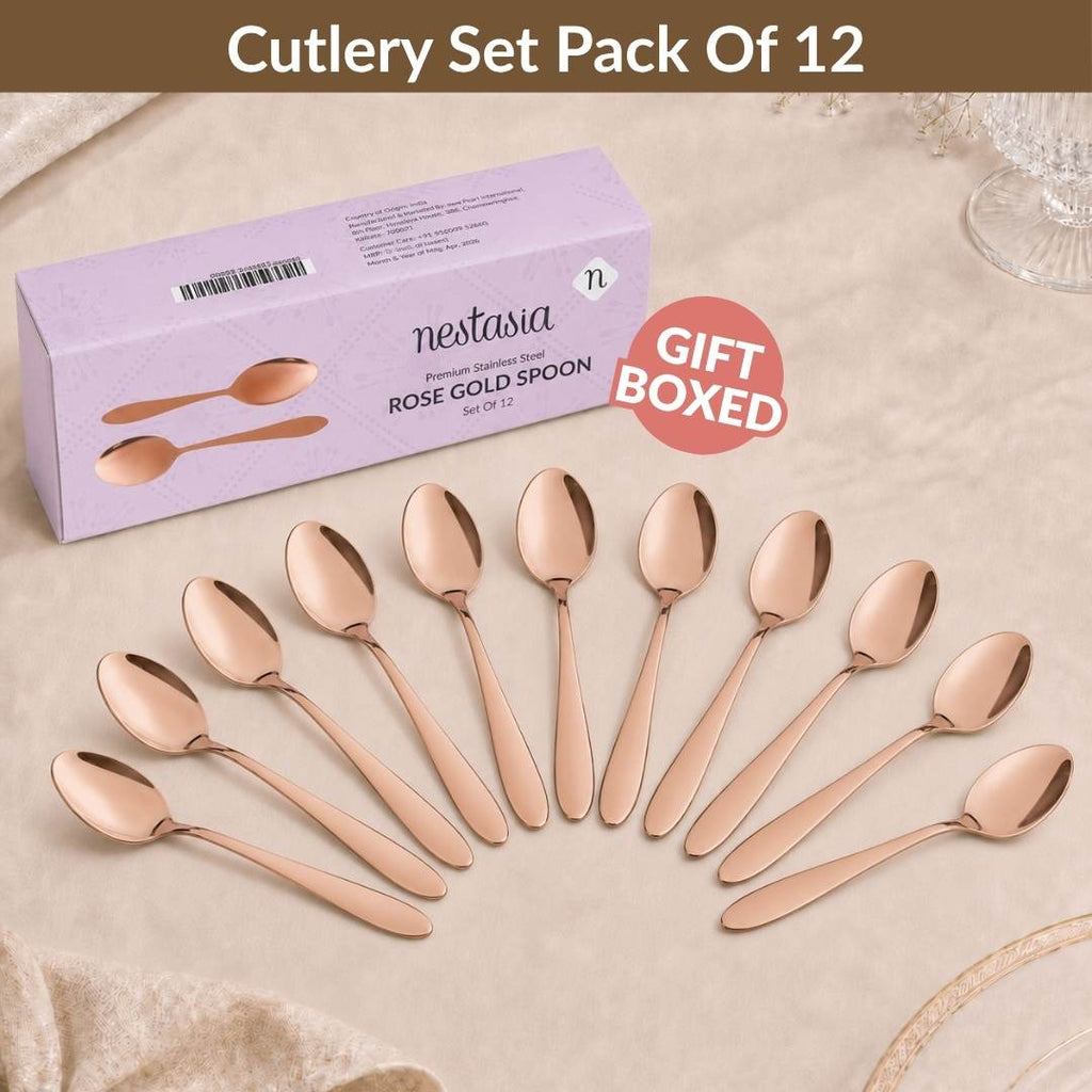 Rose Gold PVD Coated Spoon Set Of 12 Nestasia