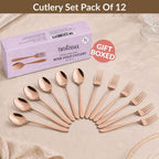 Rose Gold PVD Coated Cutlery Set Of 12 Nestasia