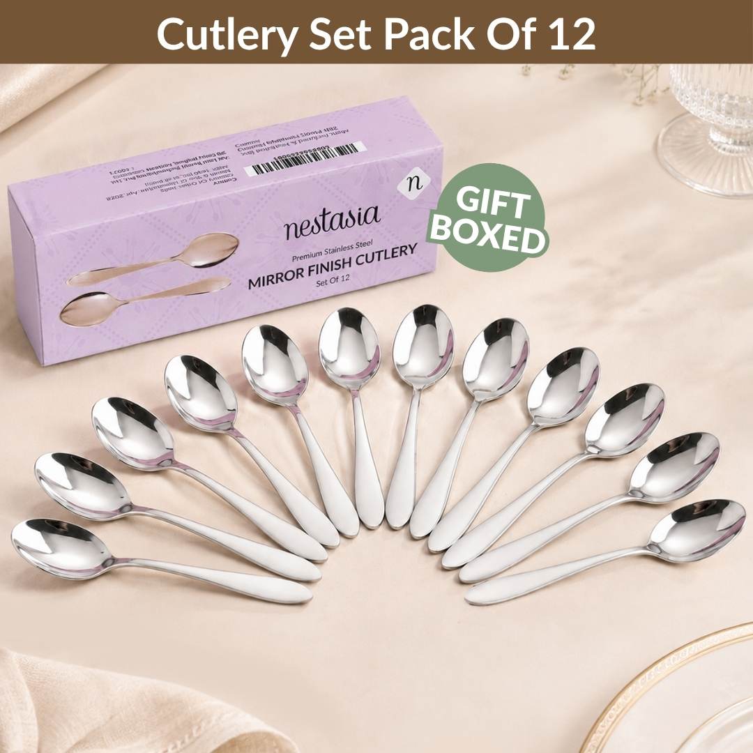Mirror Finish Spoon Set Of 12 Nestasia