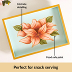 Lotus Royale Hand Painted Rectangular Mango Wood Tray Nestasia
