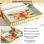 Lotus Royale Hand Painted Rectangular Mango Wood Tray Nestasia