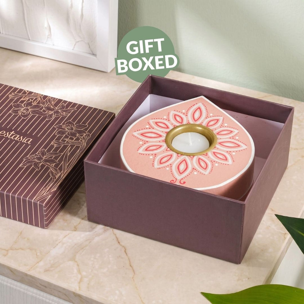 Petalis Tealight Holder With Tealight Candle Set Of 2 Nestasia