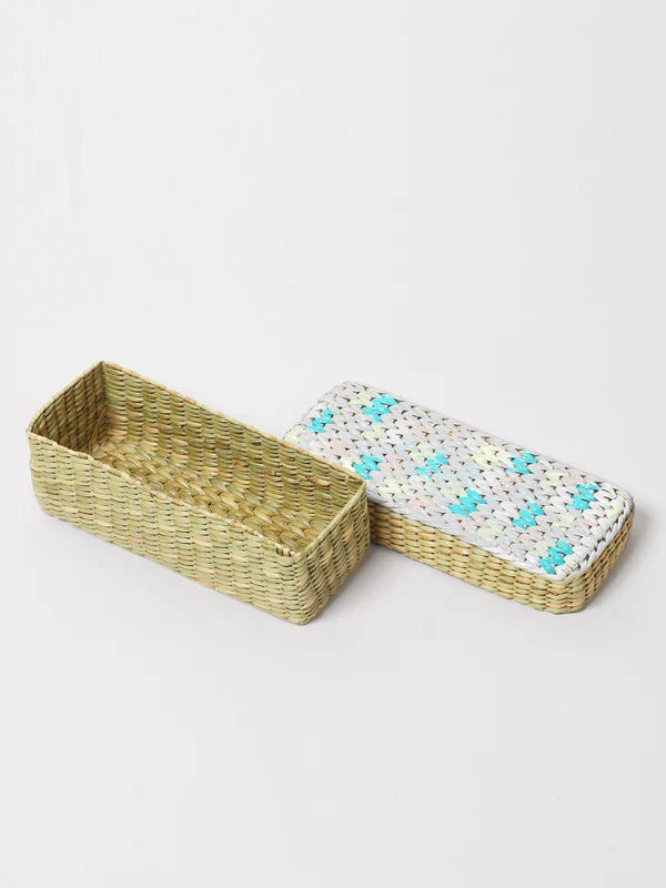 Rustic Long Seagrass Organizer Box for Desk & Wardrobe Essentials