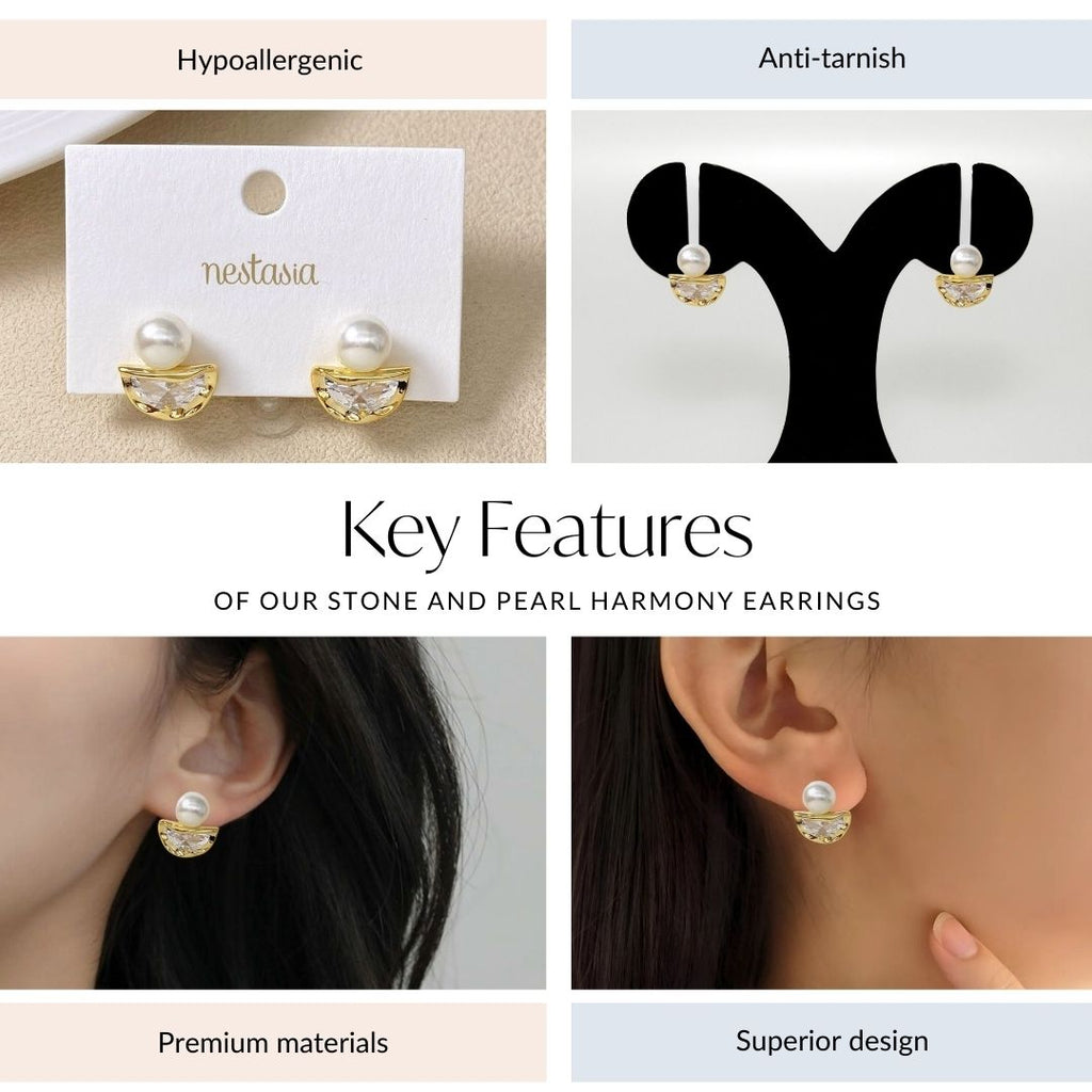 Stone And Pearl Harmony Earrings Nestasia