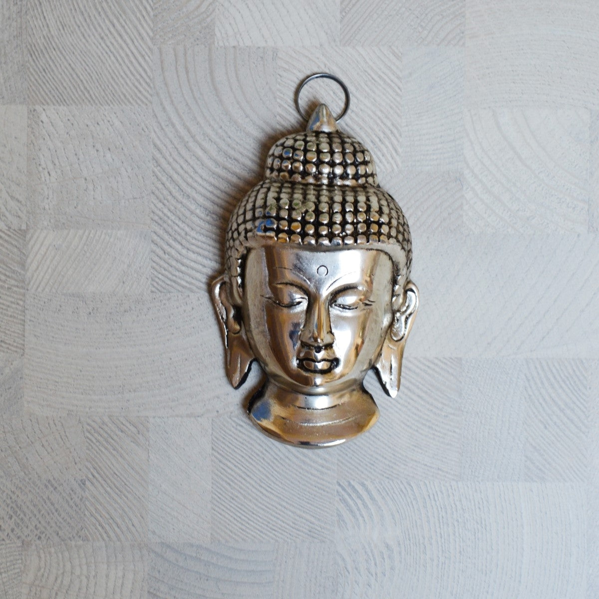 Metal Silver Meditating Lord Buddha Head Statue Kafalo