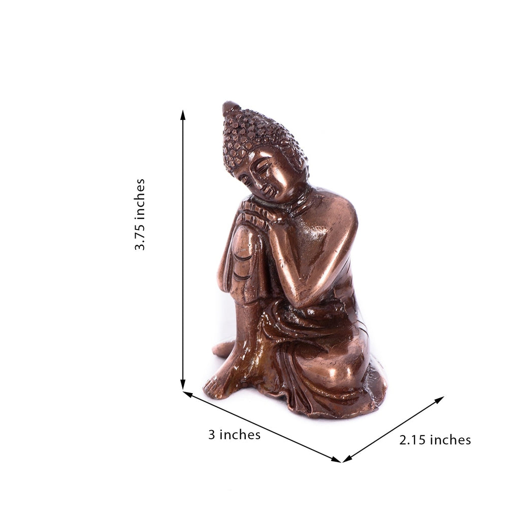 Brown Metal Resting Buddha On Knee Statue Kafalo