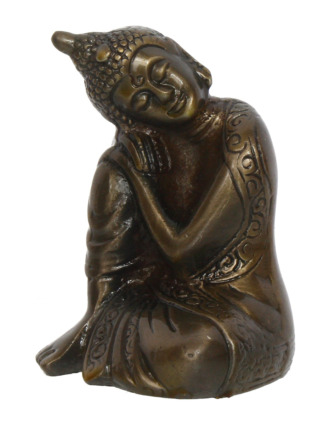Metal Resting Buddha On Knee Statue Kafalo