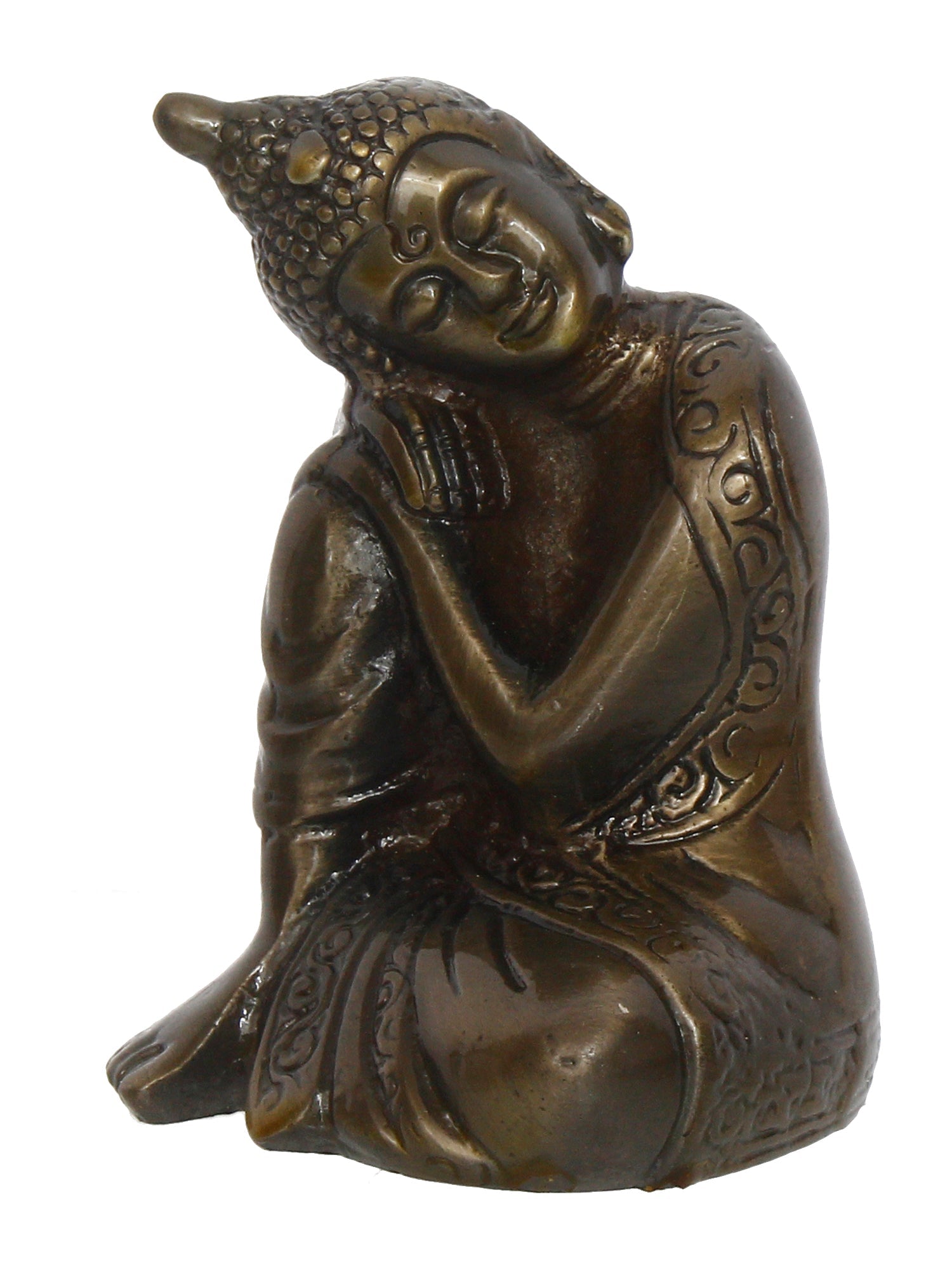 Metal Resting Buddha On Knee Statue Kafalo