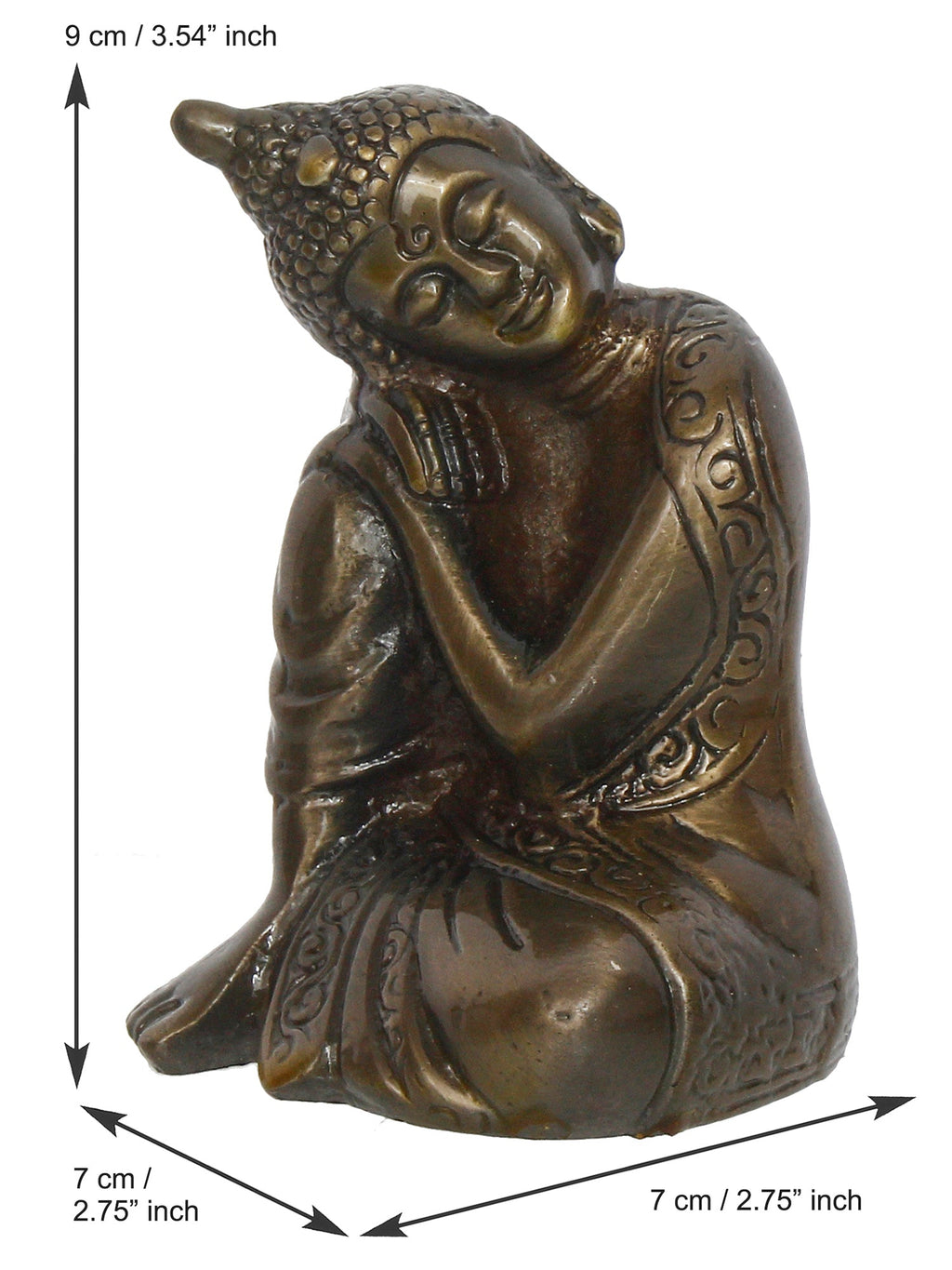 Metal Resting Buddha On Knee Statue Kafalo