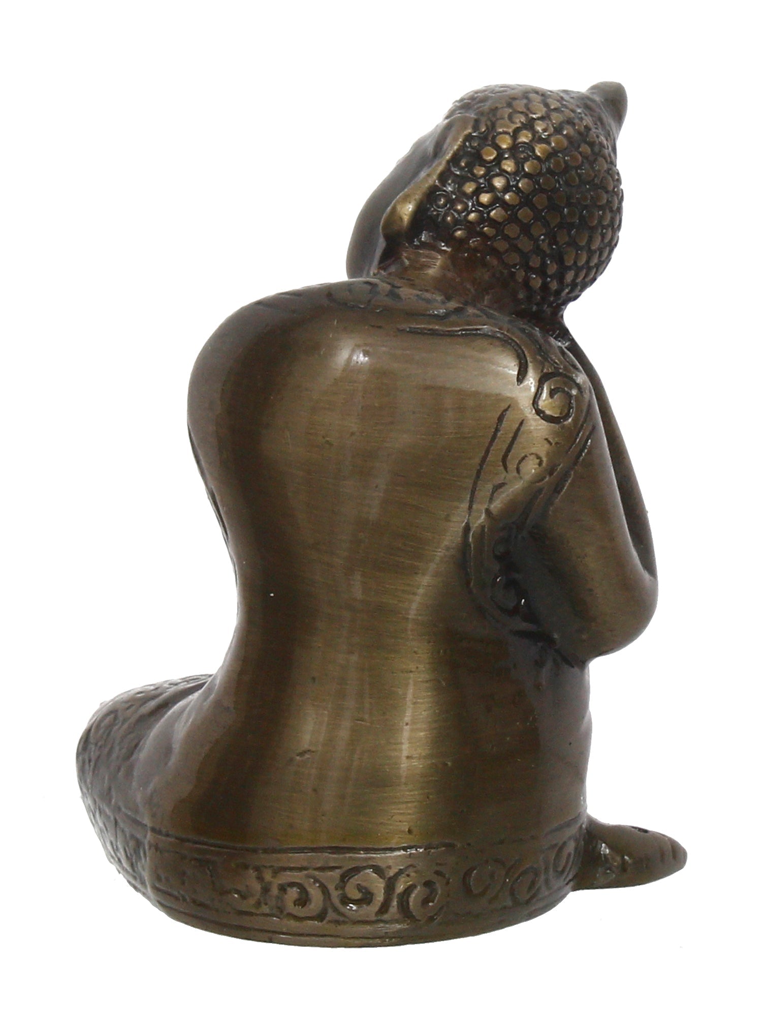 Metal Resting Buddha On Knee Statue Kafalo