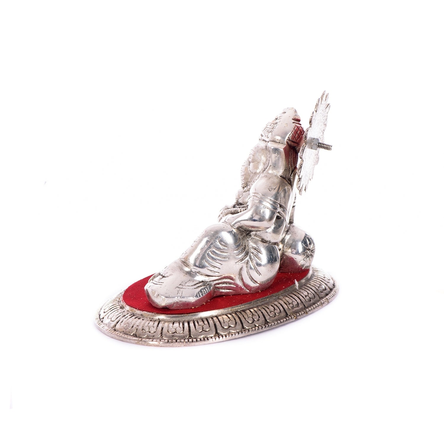 White Metal Silver and Red Lord Ganesha Idol Kafalo