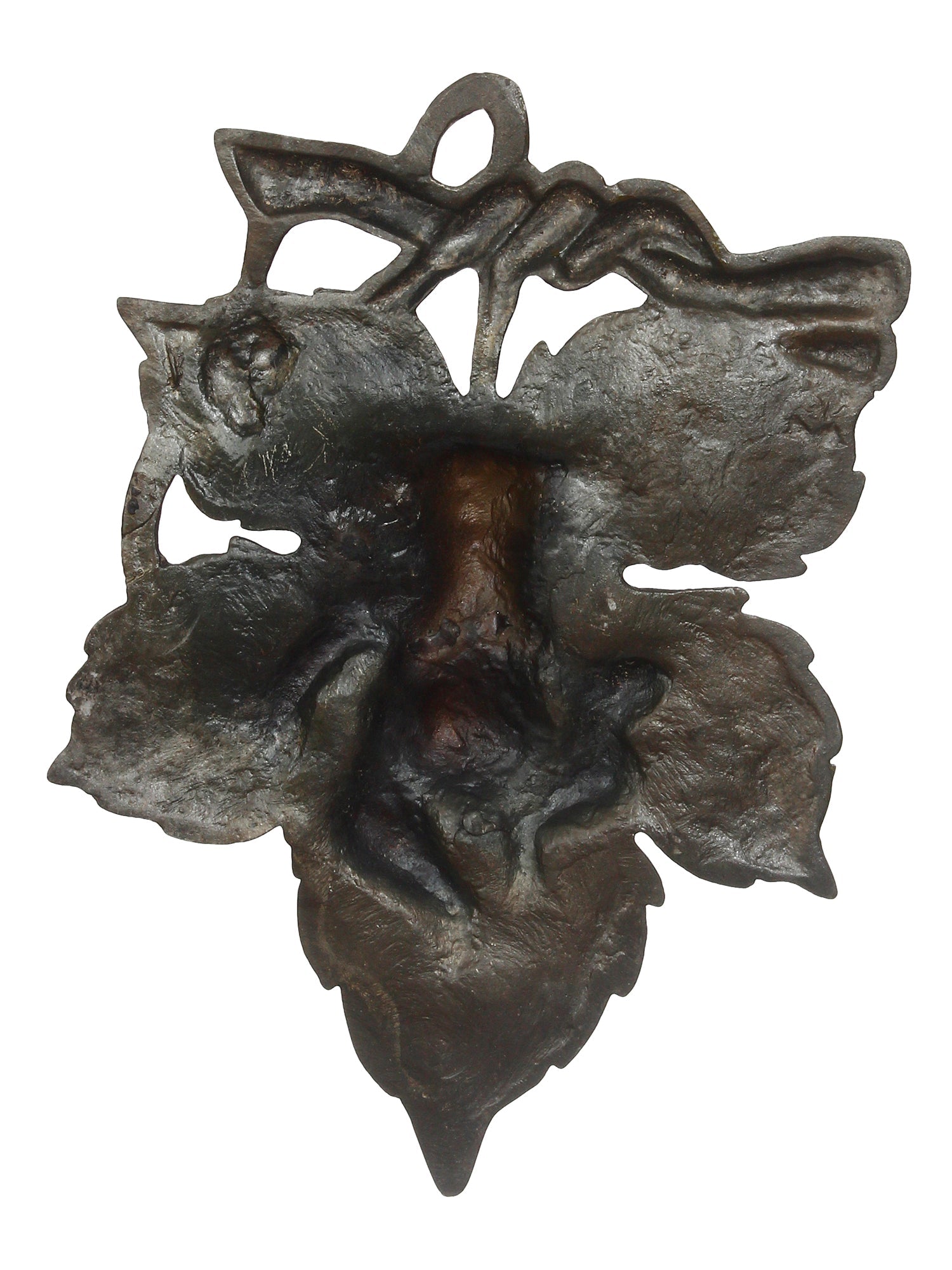 Antique Finish Lord Ganesha On Creative Leaf Metal Wall Hanging Kafalo
