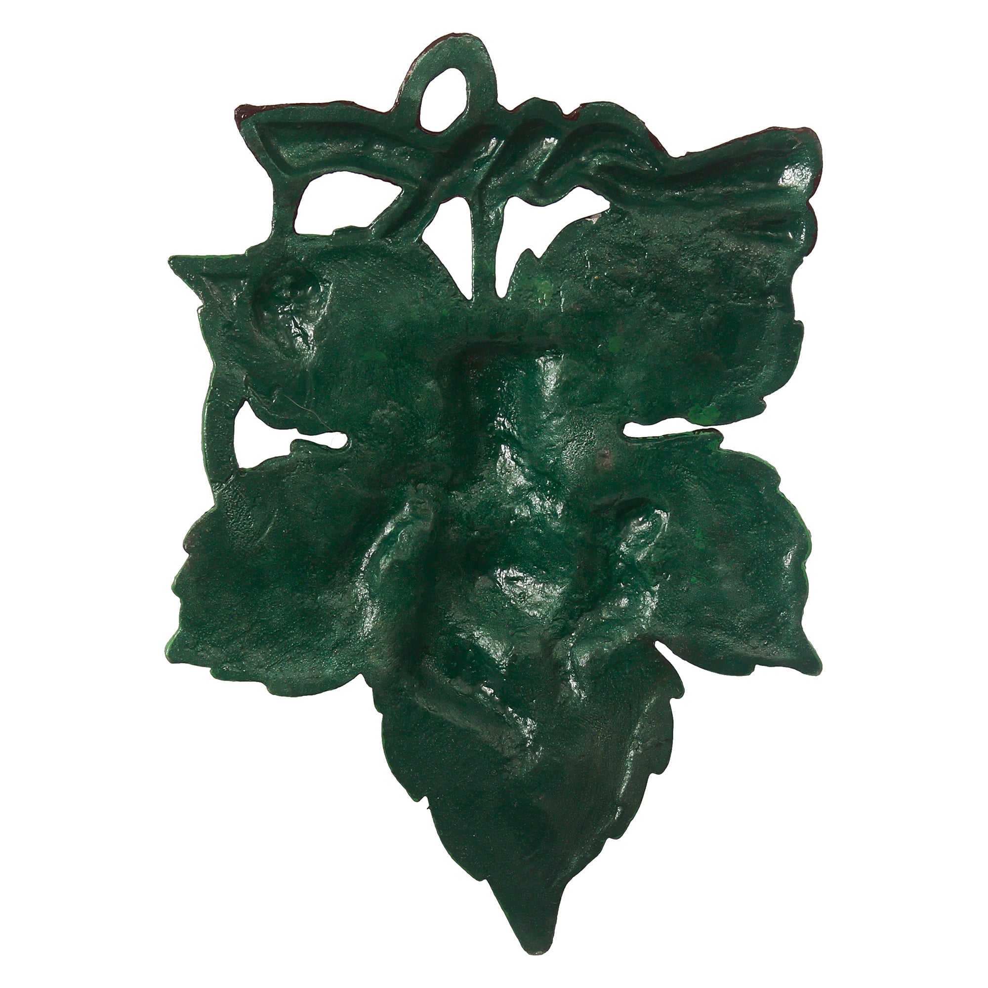 Dancing Golden Lord Ganesha on Green Leaf Metal Wall Hanging Kafalo