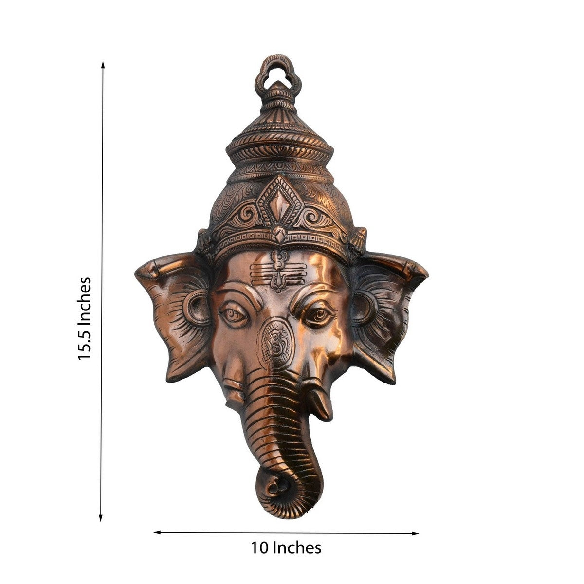 Brown Metal Lord Ganesha Face Wall Hanging Kafalo