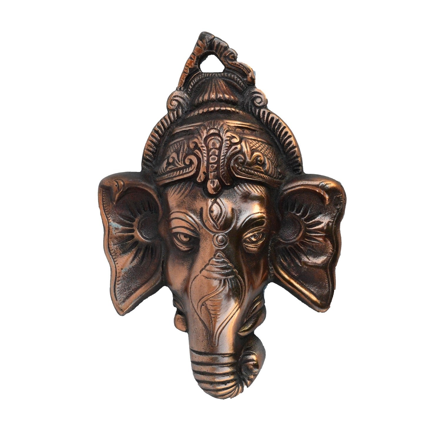 Brown Metal Lord Ganesha Face Wall Hanging Kafalo