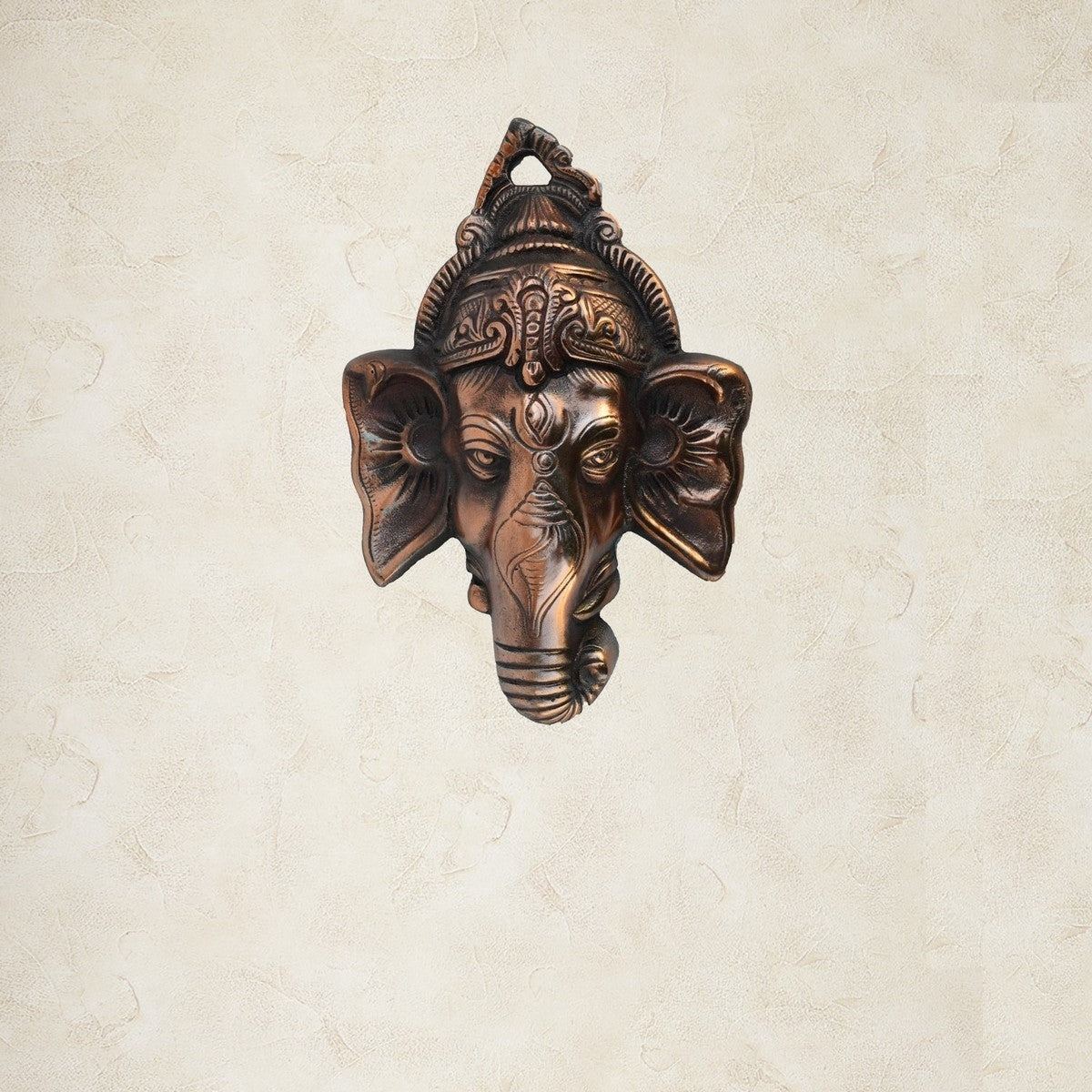 Brown Metal Lord Ganesha Face Wall Hanging Decorative Showpiece Kafalo