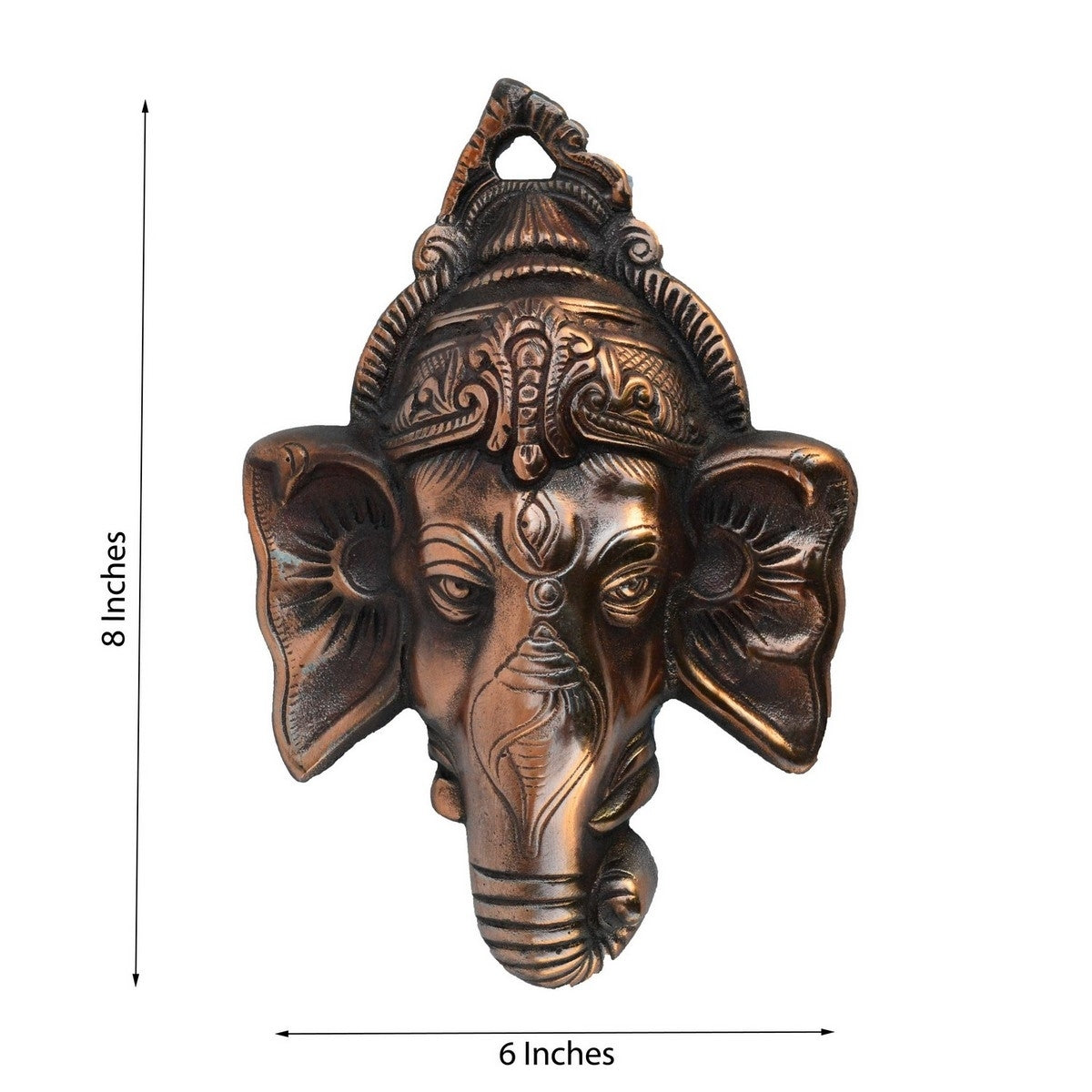 Brown Metal Lord Ganesha Face Wall Hanging Kafalo