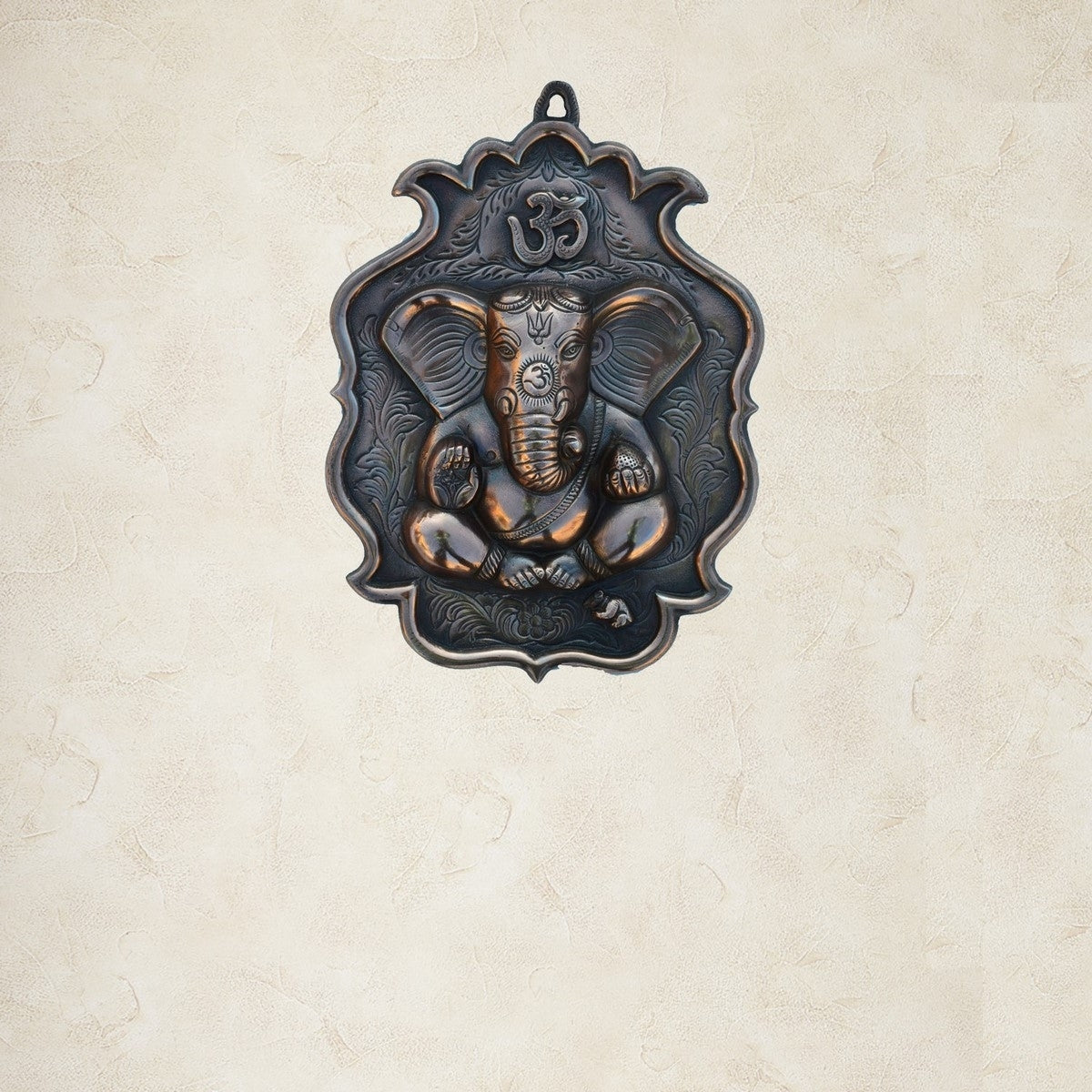 Metal Lord Ganesha Wall Hanging Art With Om Symbol Kafalo