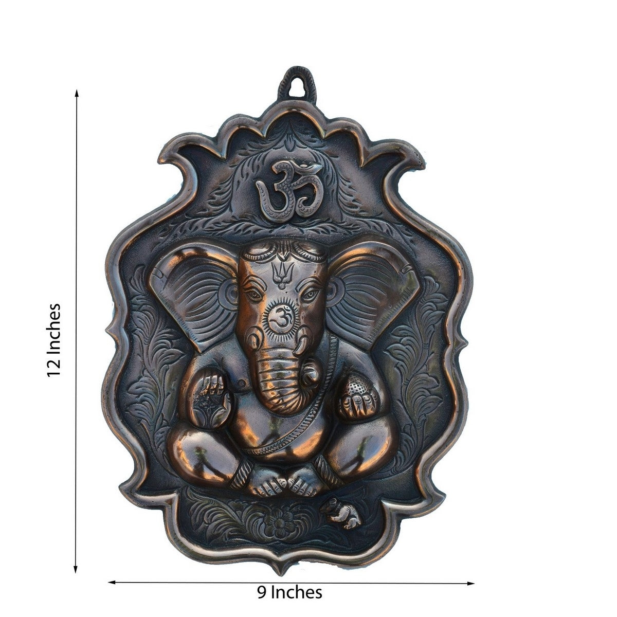 Metal Lord Ganesha Wall Hanging Art With Om Symbol Kafalo