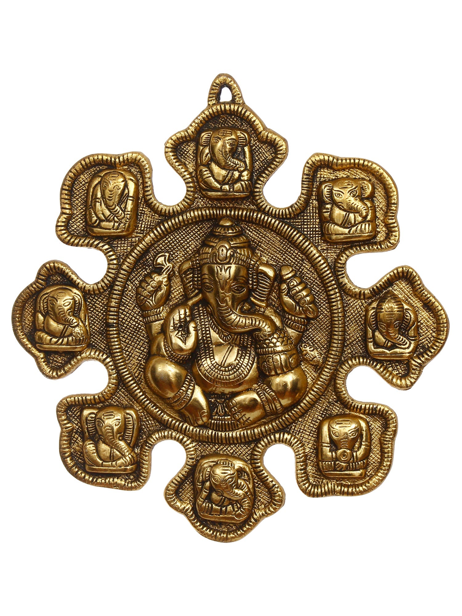 9 variants of Lord Ganesha Golden Metal Wall hanging Kafalo