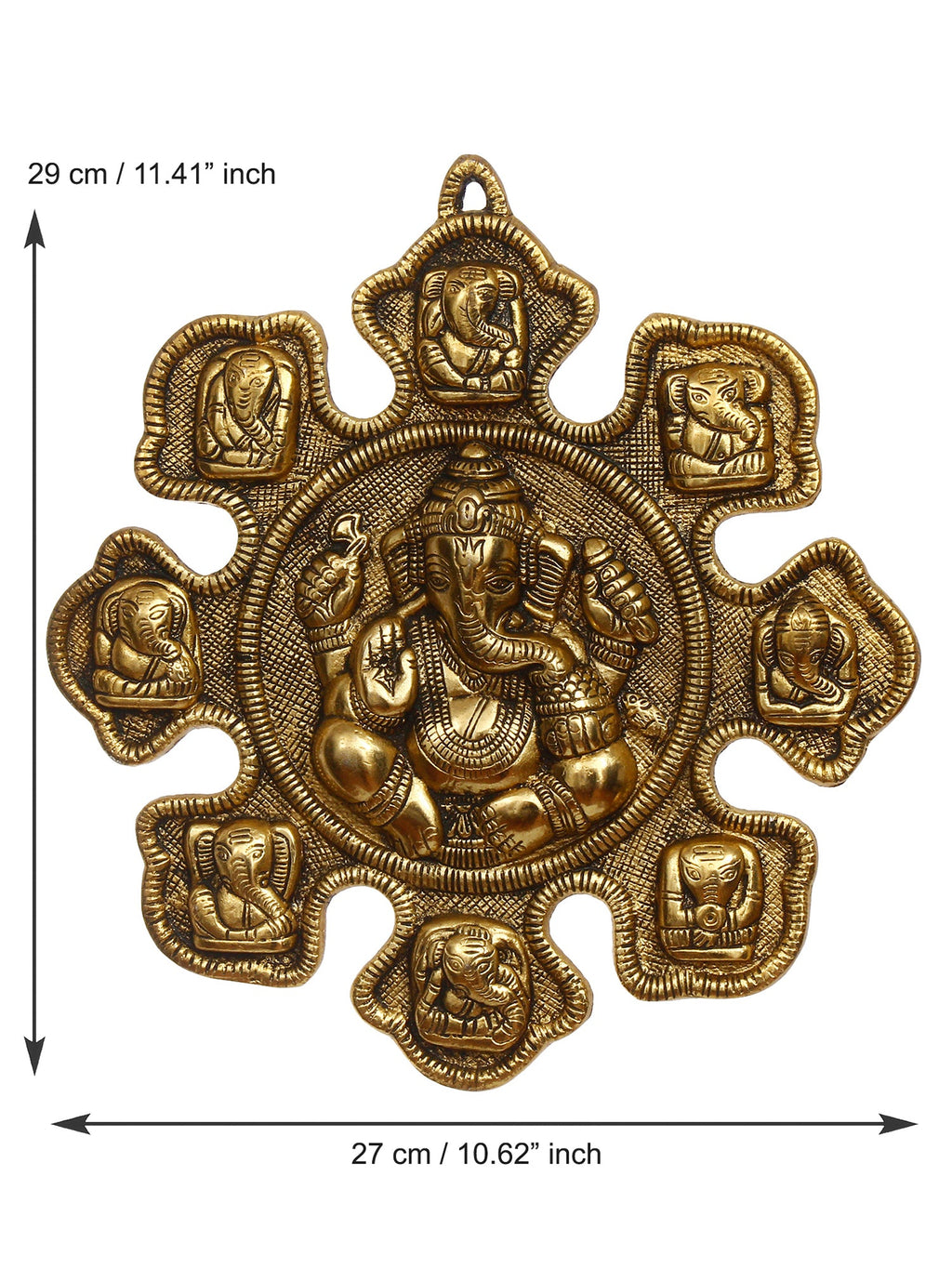 9 variants of Lord Ganesha Golden Metal Wall hanging Kafalo