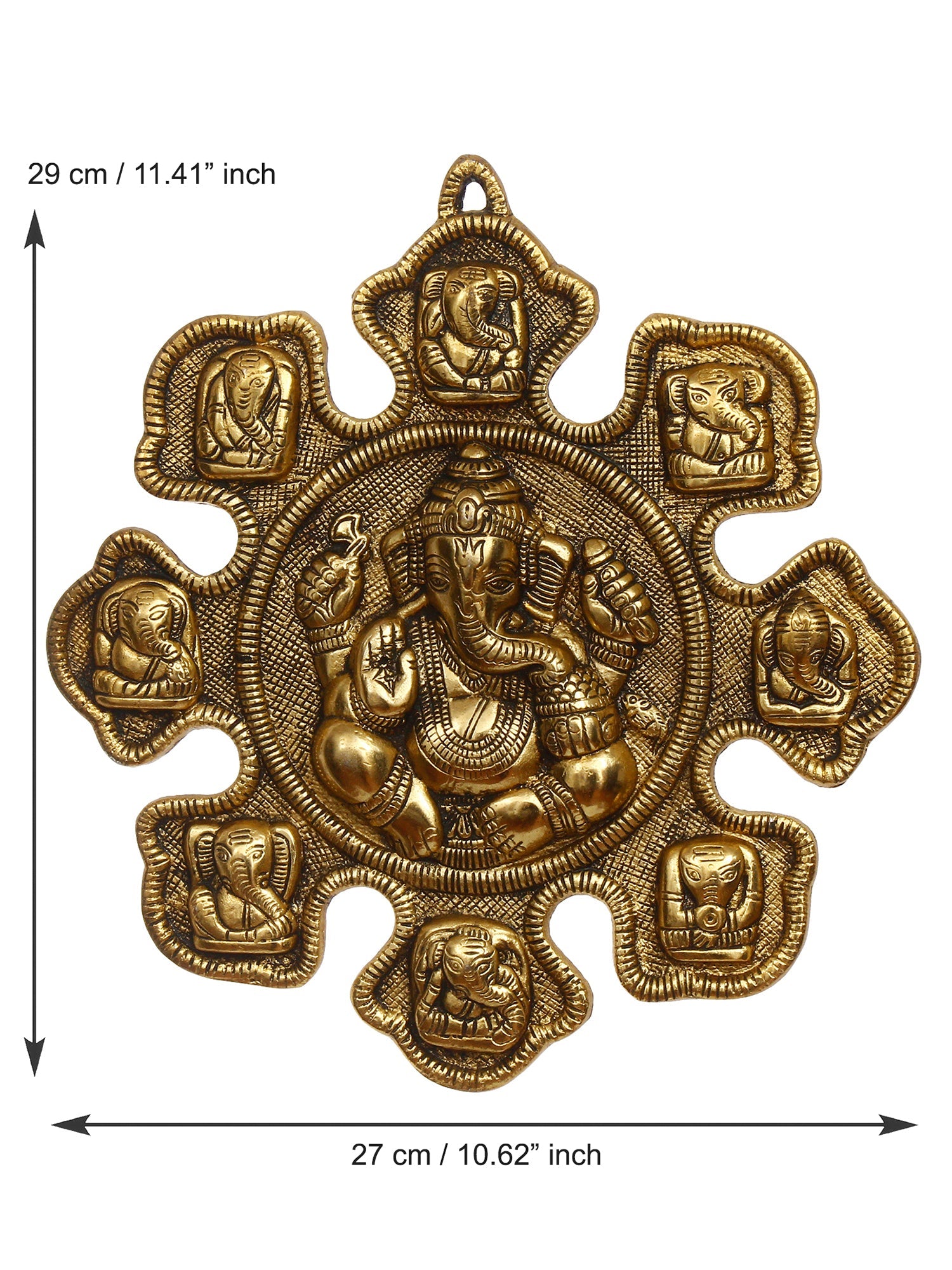 9 variants of Lord Ganesha Golden Metal Wall hanging Kafalo