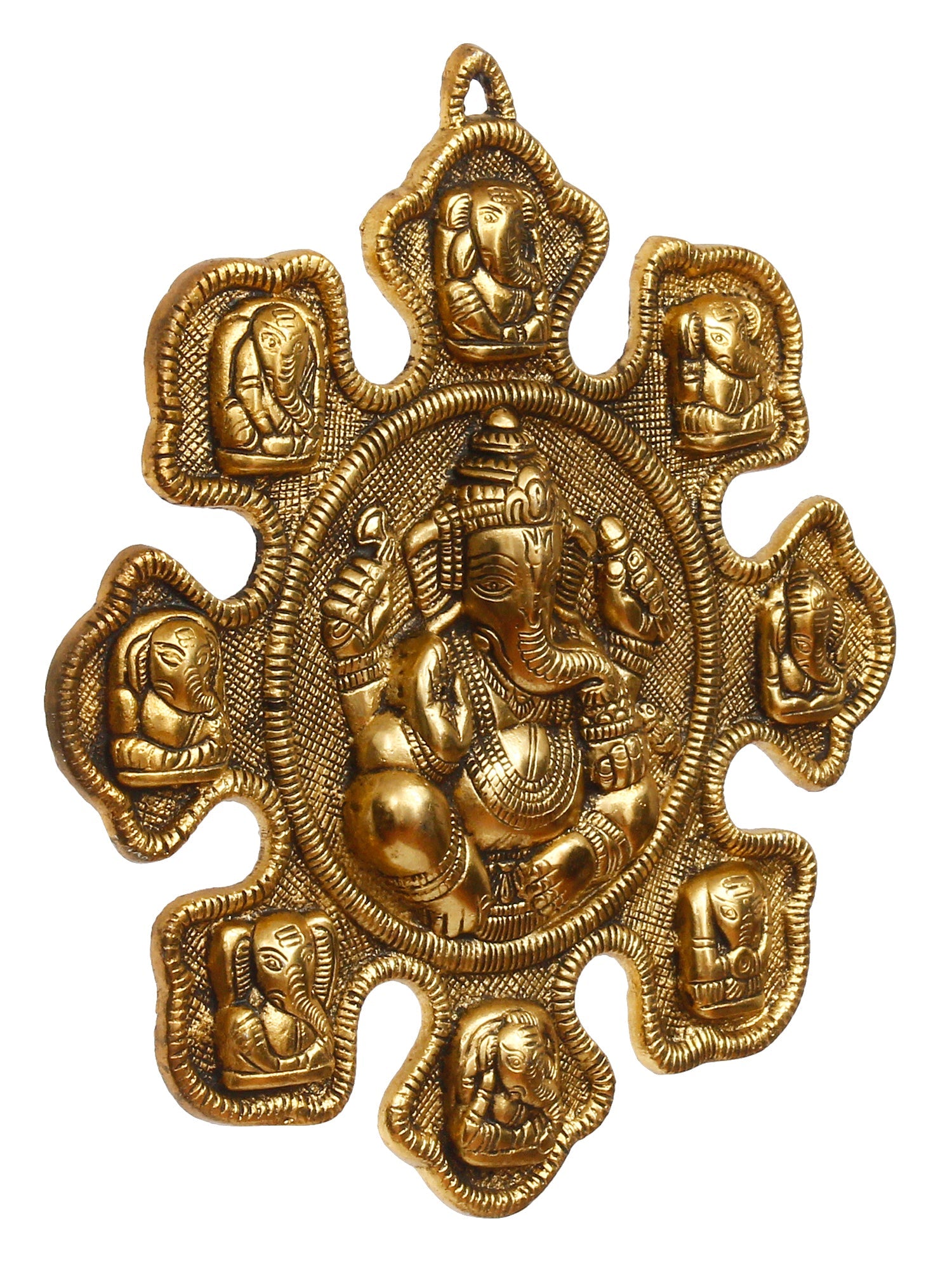 9 variants of Lord Ganesha Golden Metal Wall hanging Kafalo