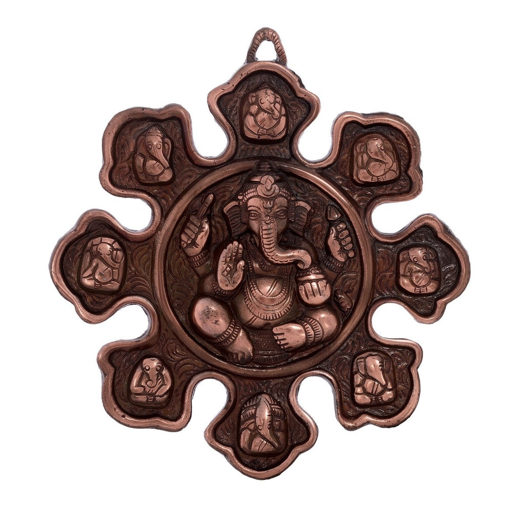 Metal Wall hanging with 9 variants of Lord Ganesha Kafalo