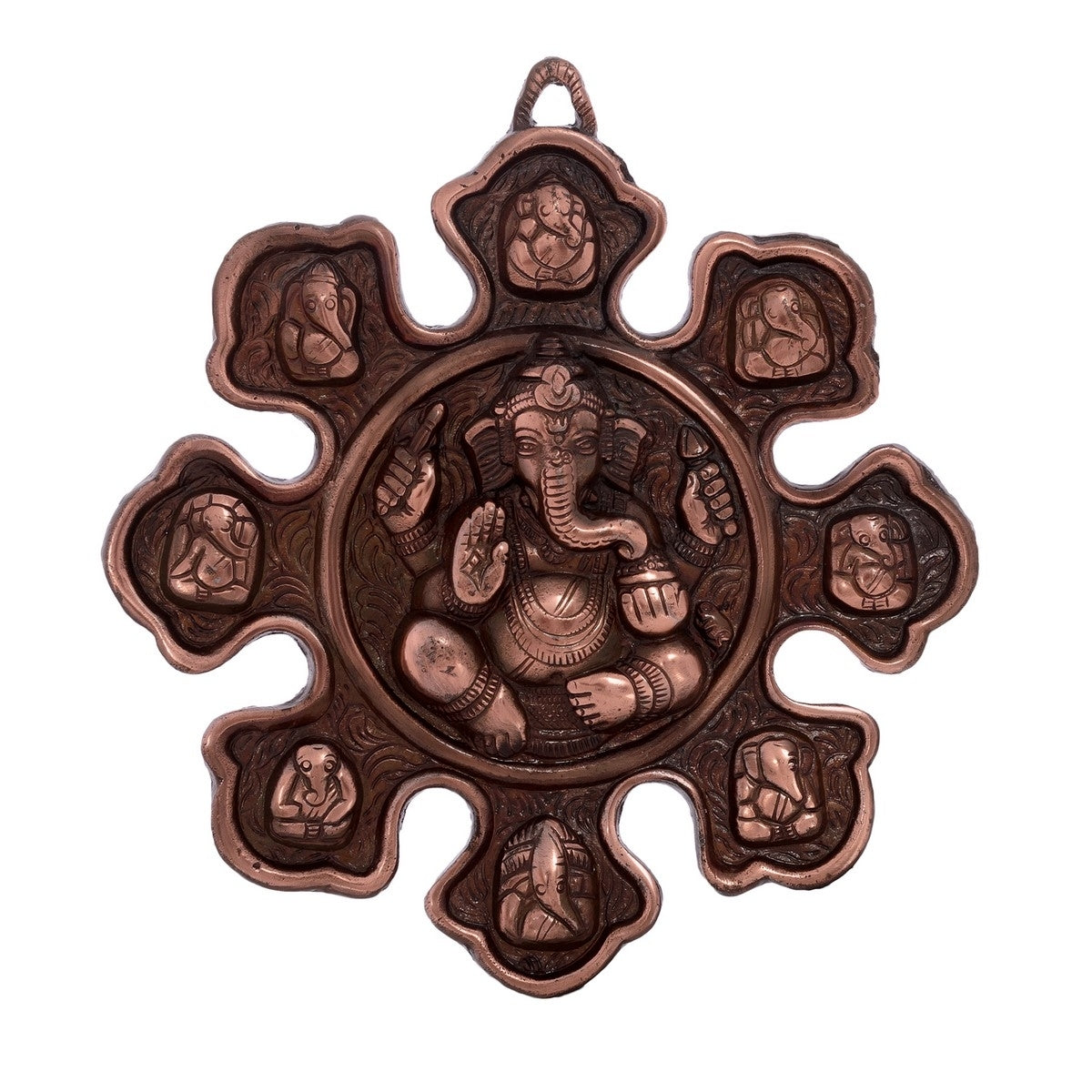 Metal Wall hanging with 9 variants of Lord Ganesha Kafalo