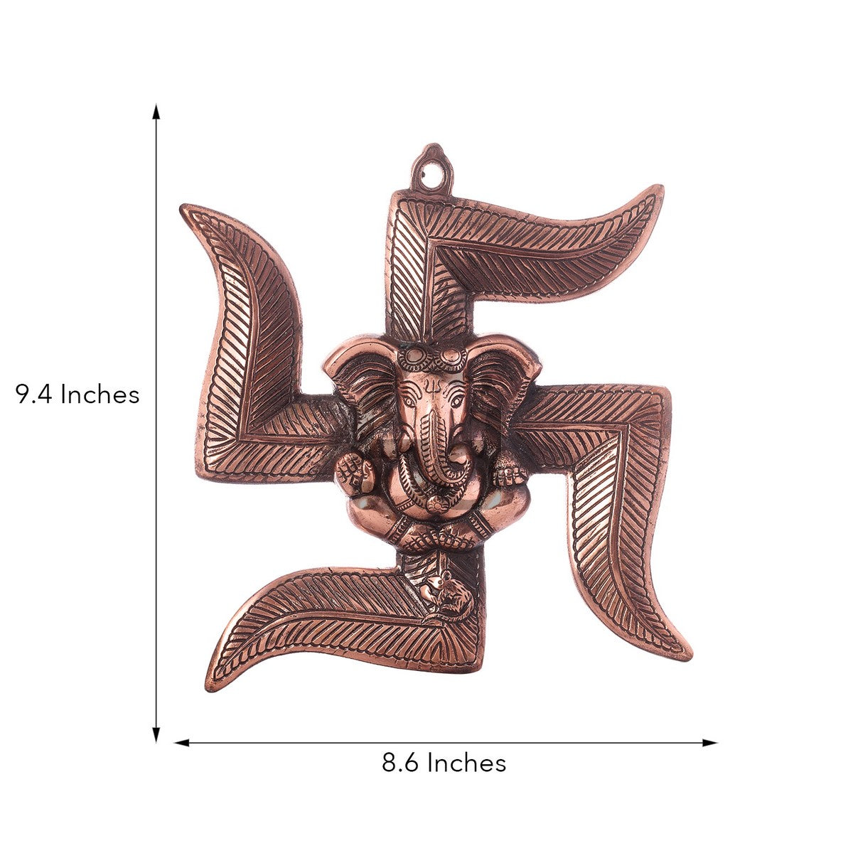 Brown Lord Ganesha on Swastik Metal Wall Hanging Kafalo