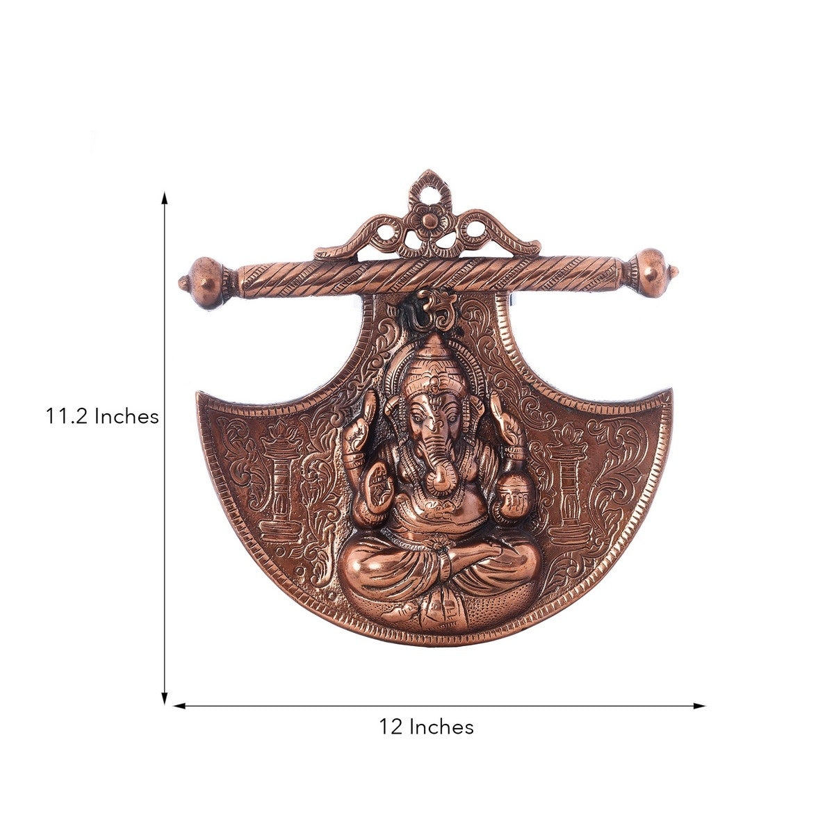 Brown Lord Ganesha on Phanki Metal Wall Hanging Kafalo