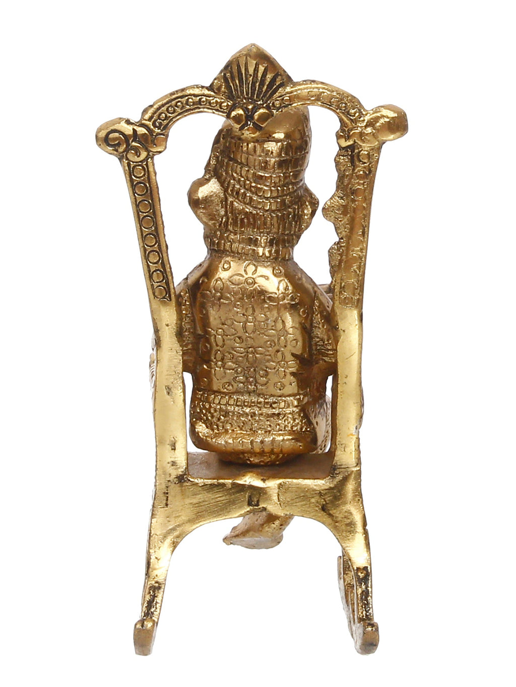 Golden Metal Lord Ganesha Idol Reading Book on Rocking Chair Kafalo