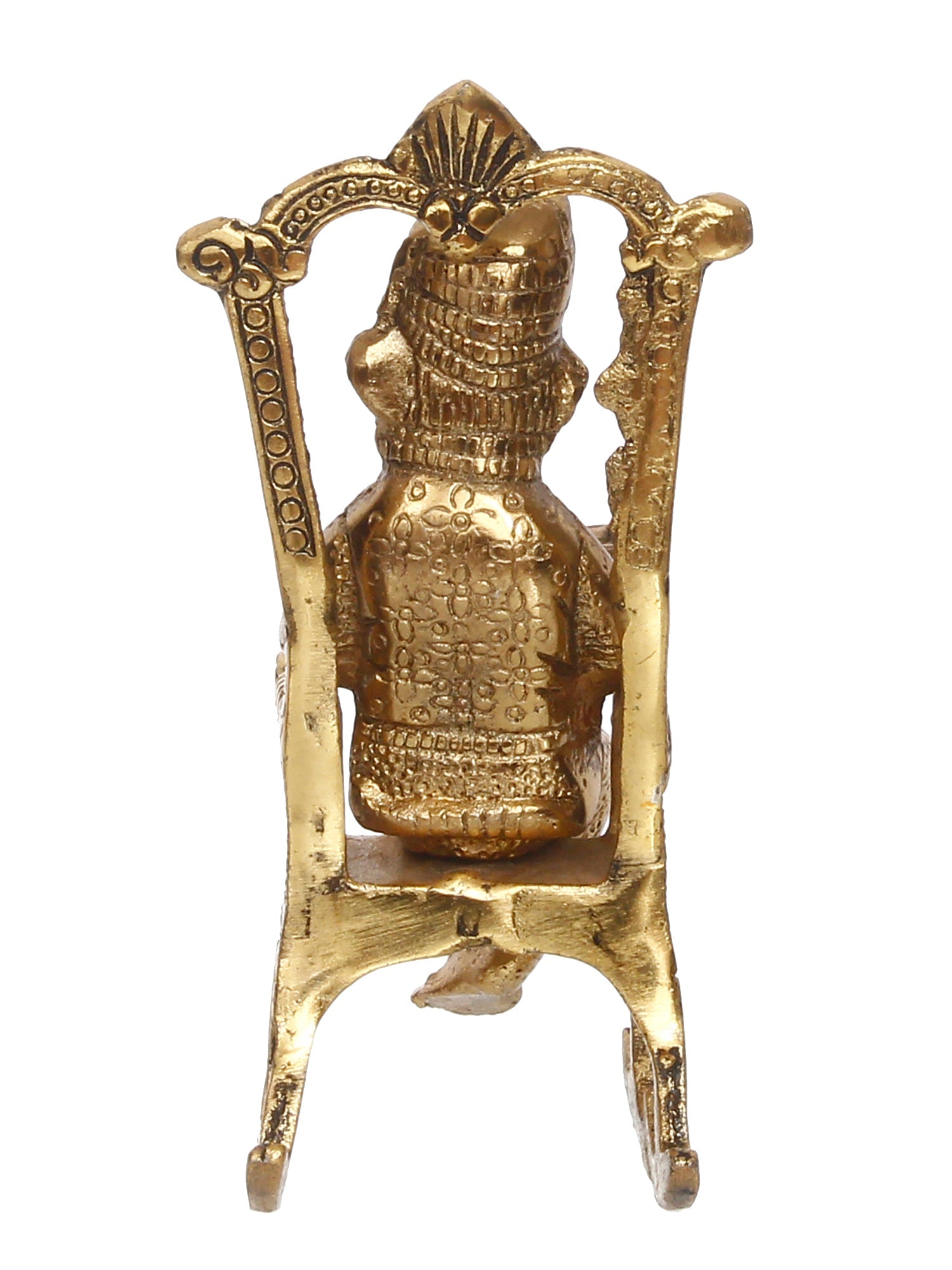 Golden Metal Lord Ganesha Idol Reading Book on Rocking Chair Kafalo