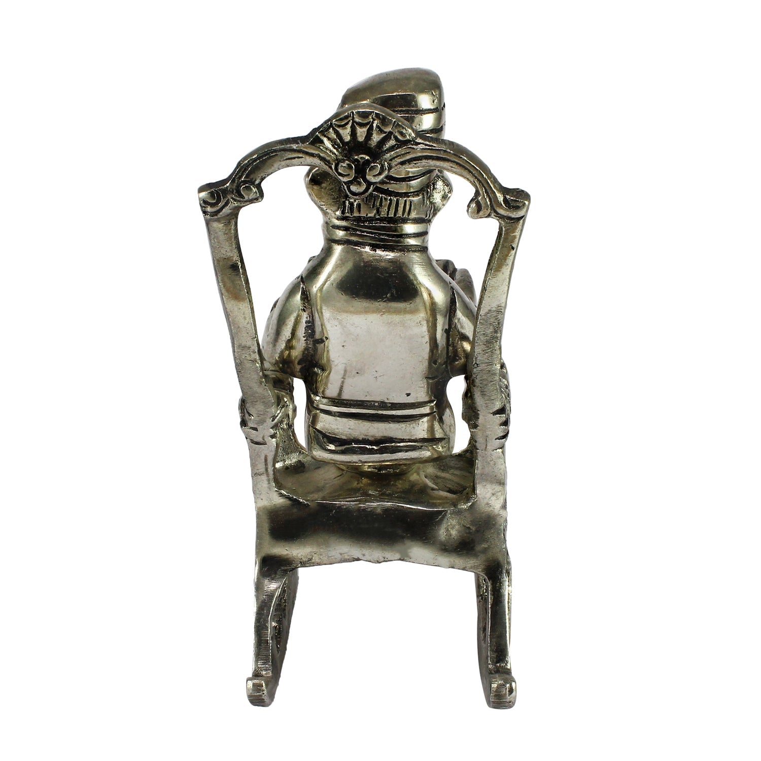 Silver Metal Lord Ganesha Idol Reading Book on Rocking Chair Kafalo