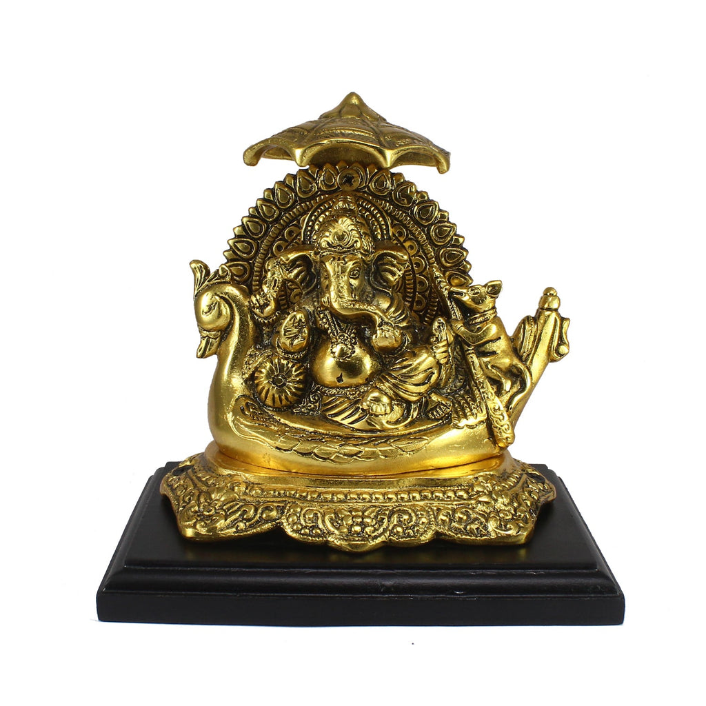 Golden Lord Ganesha sitting on Swan Throne Kafalo