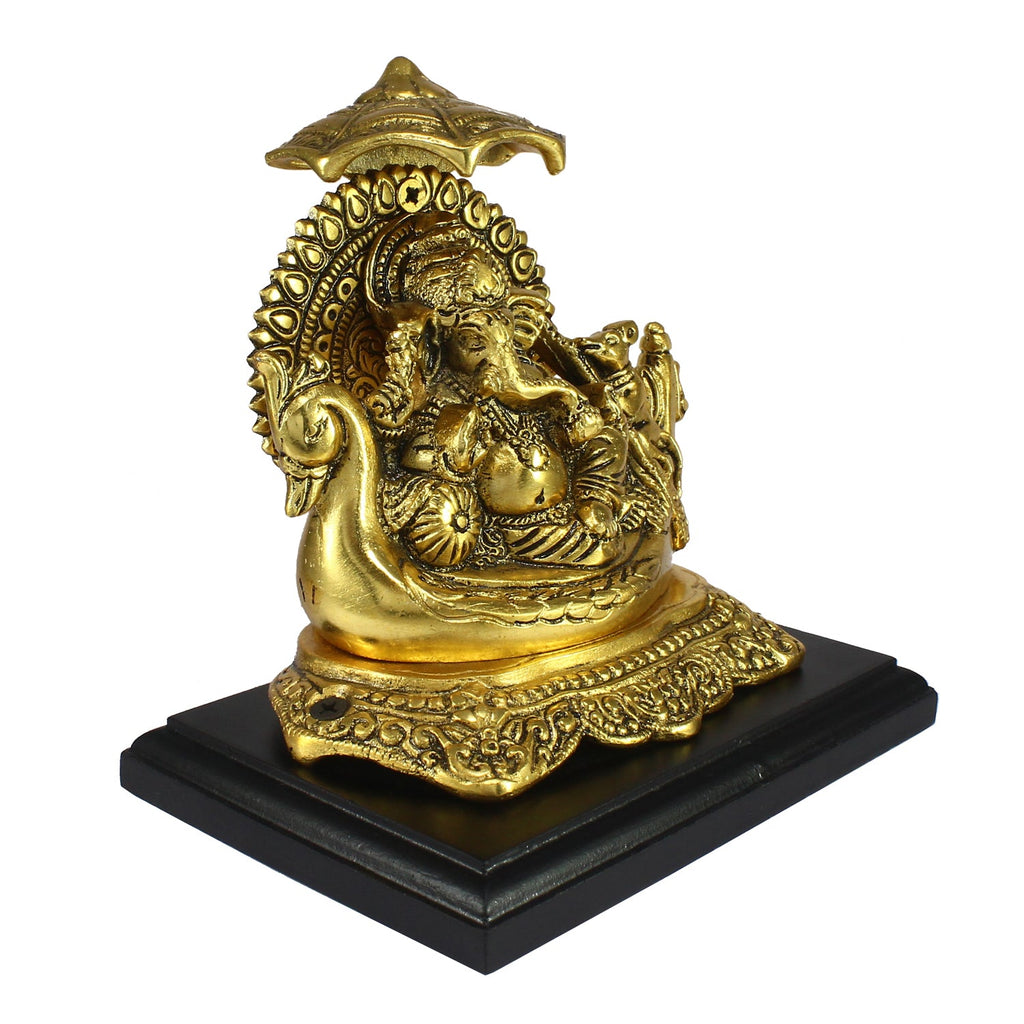 Golden Lord Ganesha sitting on Swan Throne Kafalo