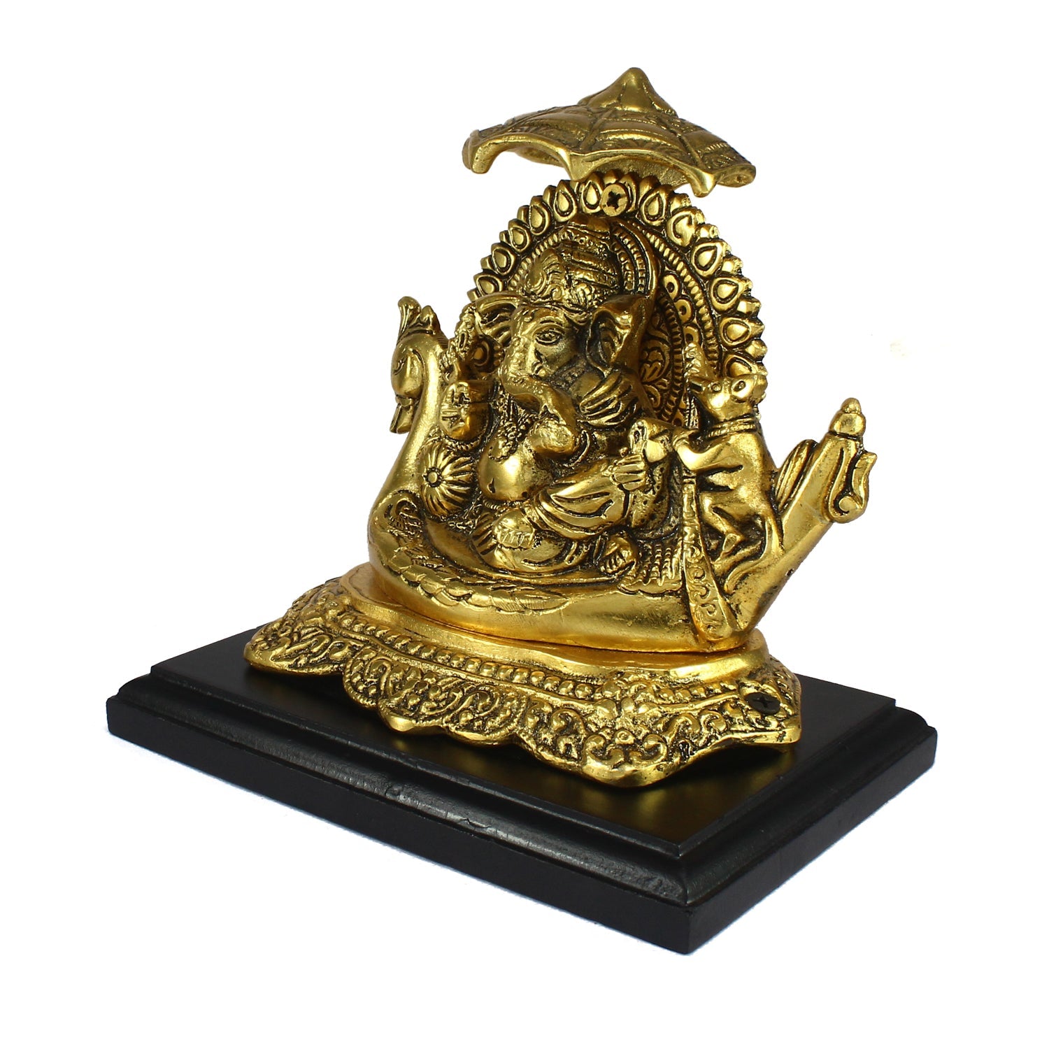 Golden Lord Ganesha sitting on Swan Throne Kafalo