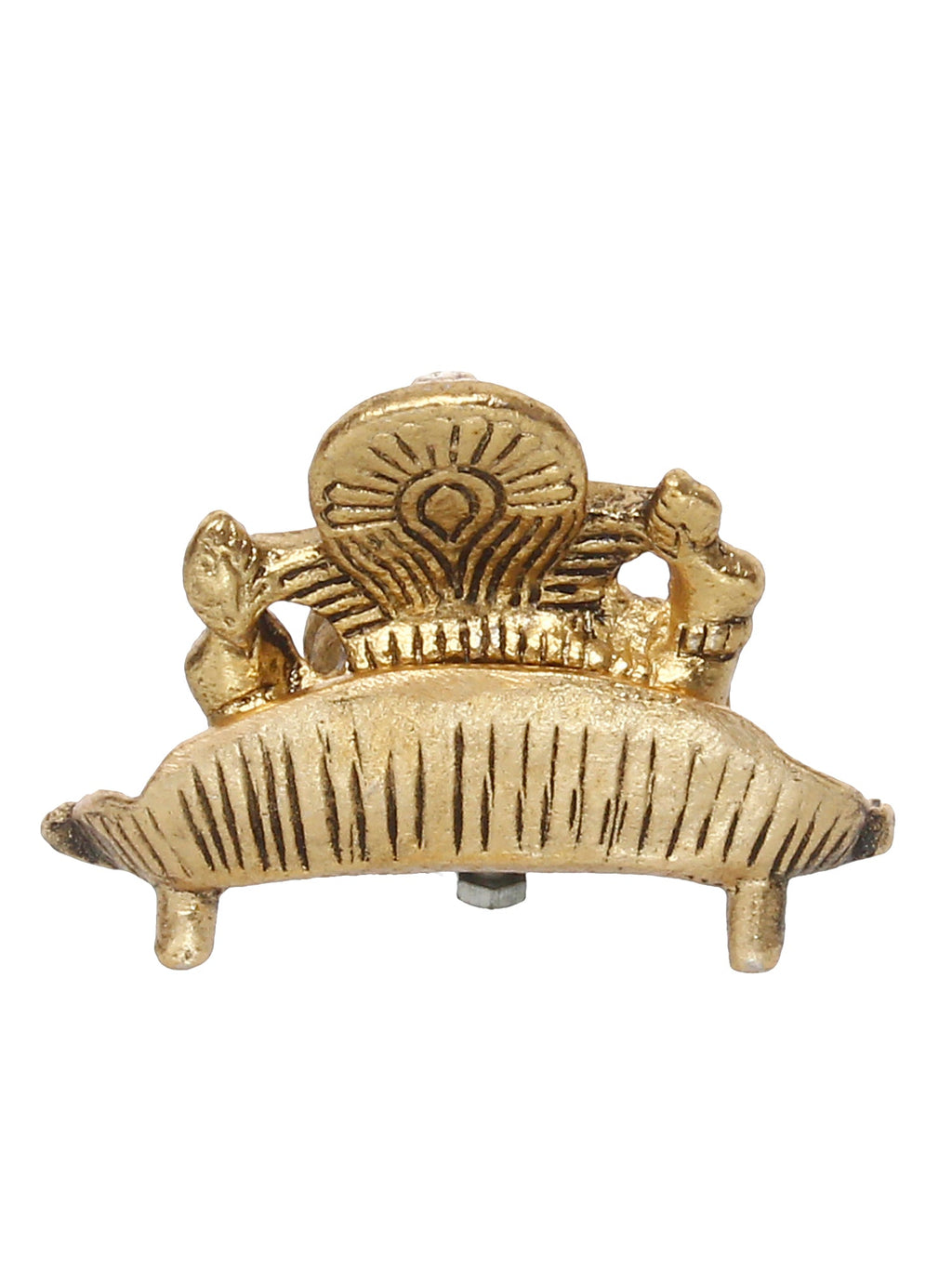 Golden Metal Handcrafted Lord Ganesha Idol with Diya on Leaf Kafalo