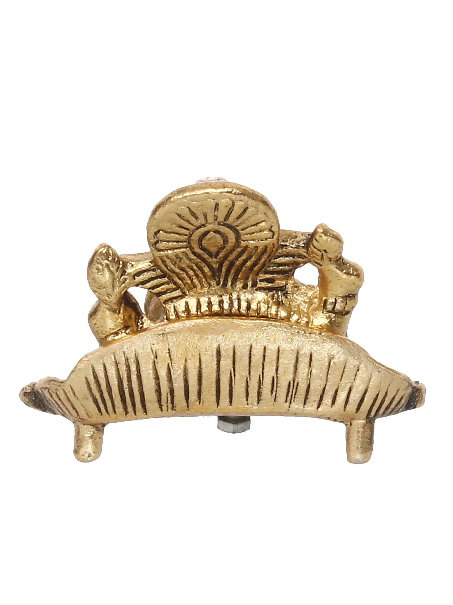Golden Metal Handcrafted Lord Ganesha Idol with Diya on Leaf Kafalo