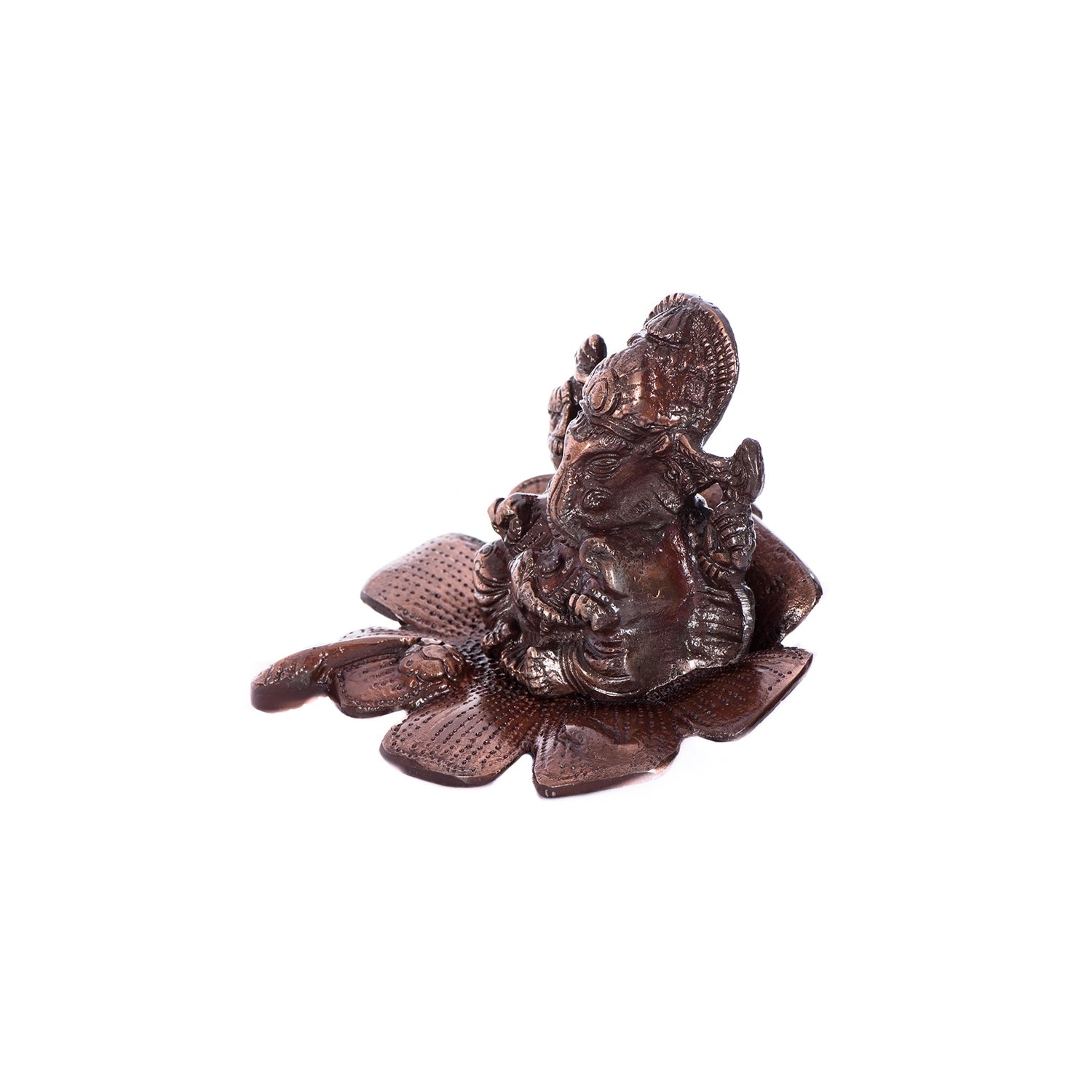 Metal Lord Ganesha Idol On Flower Kafalo