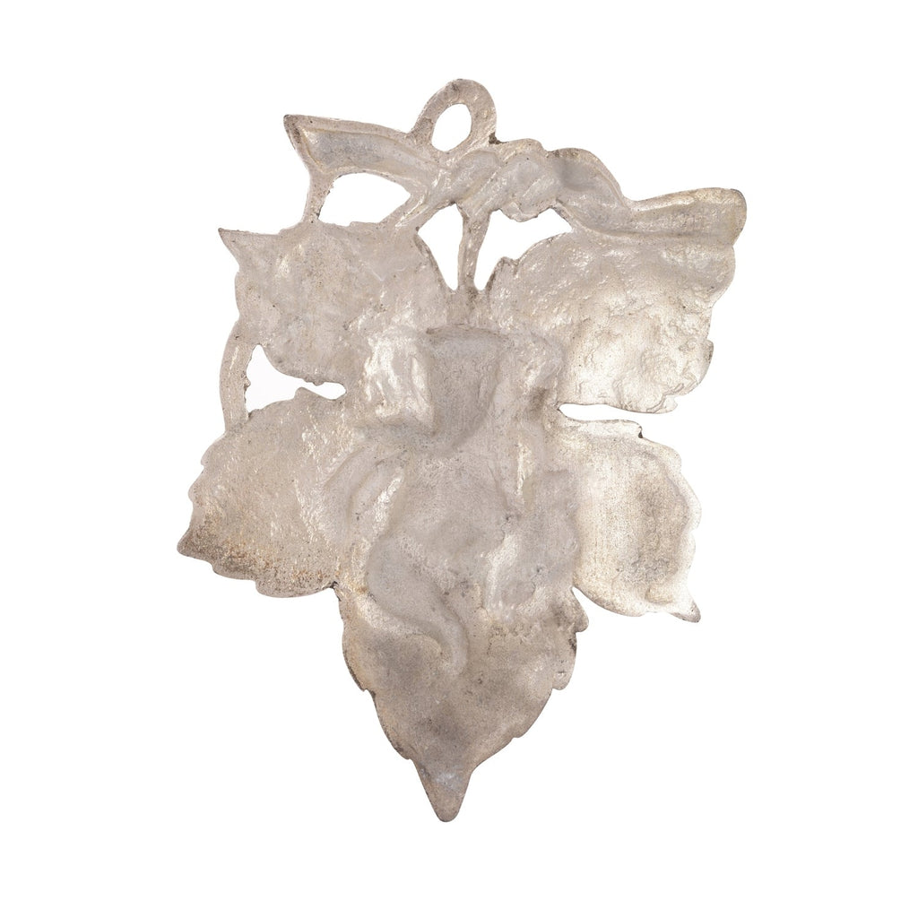 Metal Silver Finish Lord Ganesha on Creative Leaf Handcrafted Metal Wall Hanging Kafalo