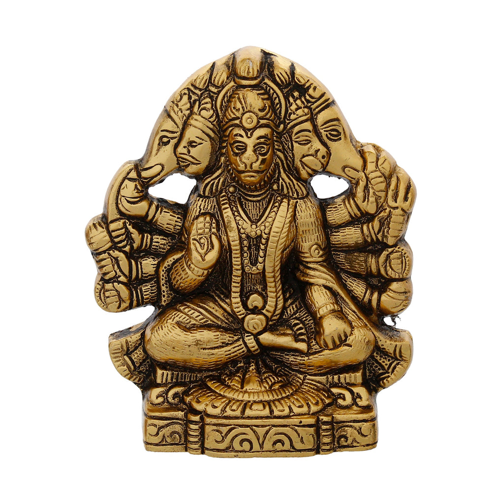 Golden Metal Lord Panchmukhi Hanuman Statue Kafalo