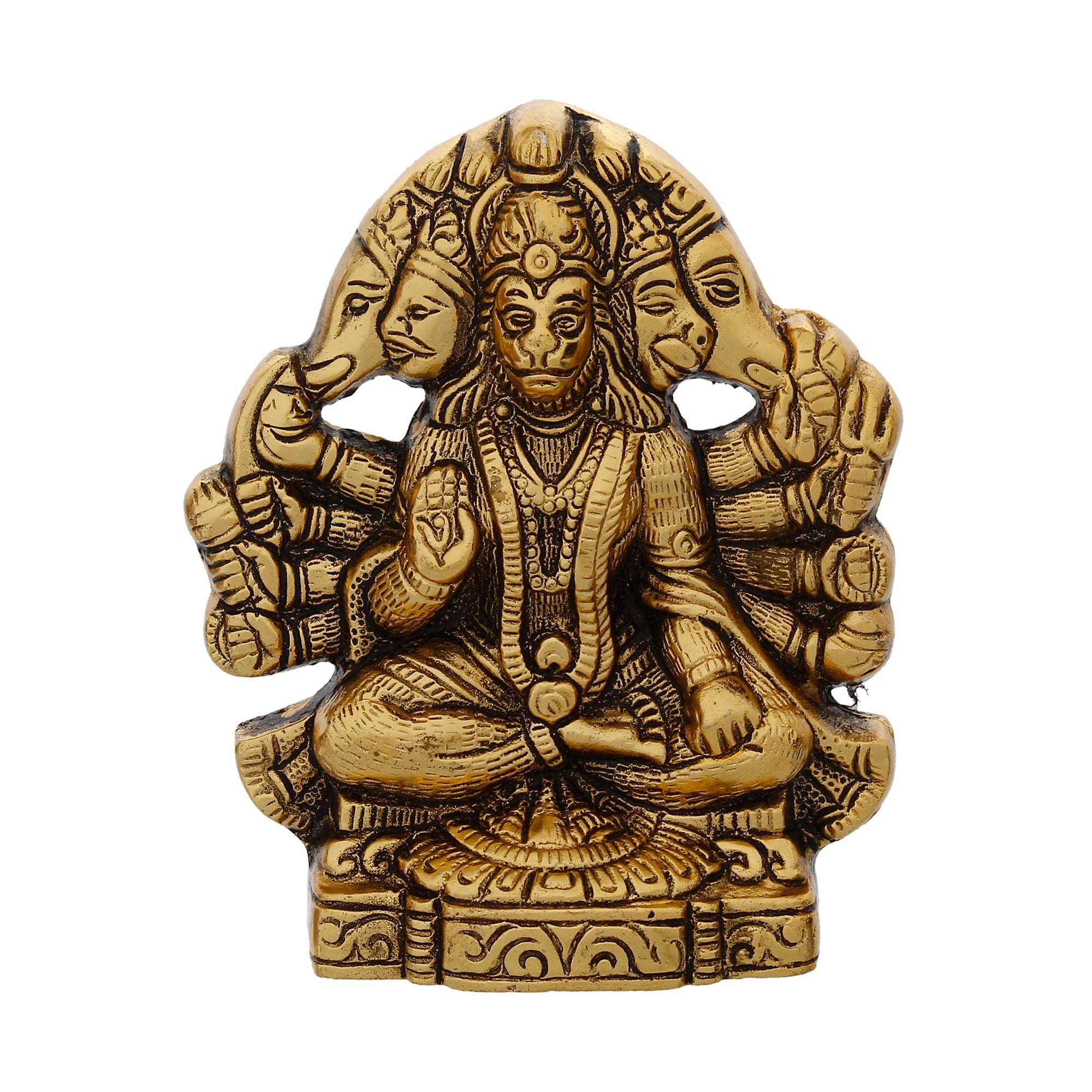 Golden Metal Lord Panchmukhi Hanuman Statue Kafalo