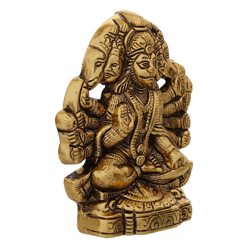 Golden Metal Lord Panchmukhi Hanuman Statue Kafalo