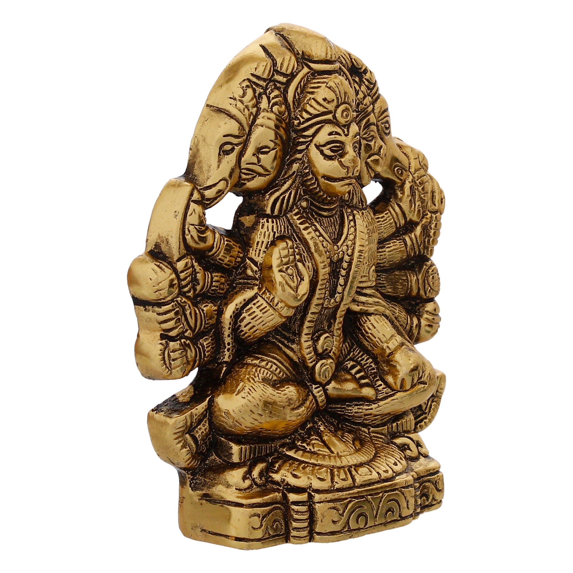 Golden Metal Lord Panchmukhi Hanuman Statue Kafalo