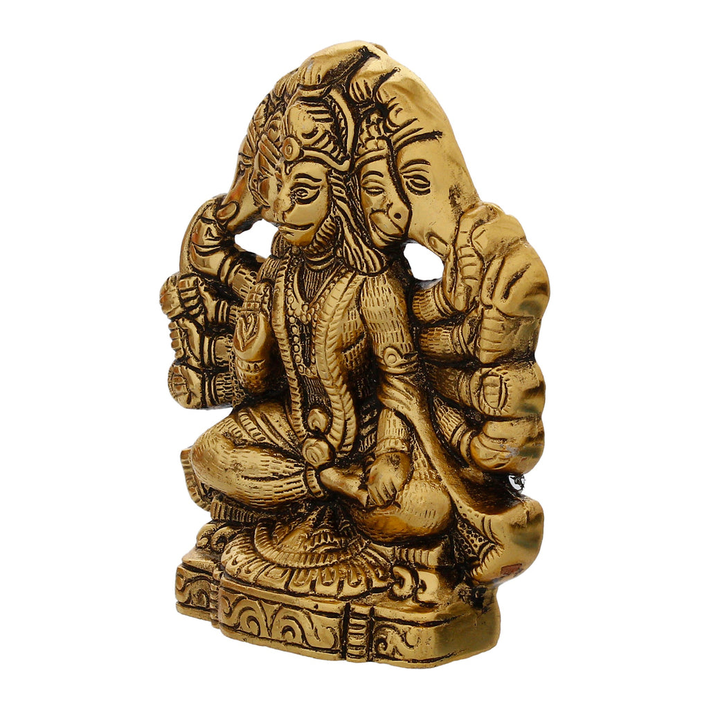 Golden Metal Lord Panchmukhi Hanuman Statue Kafalo