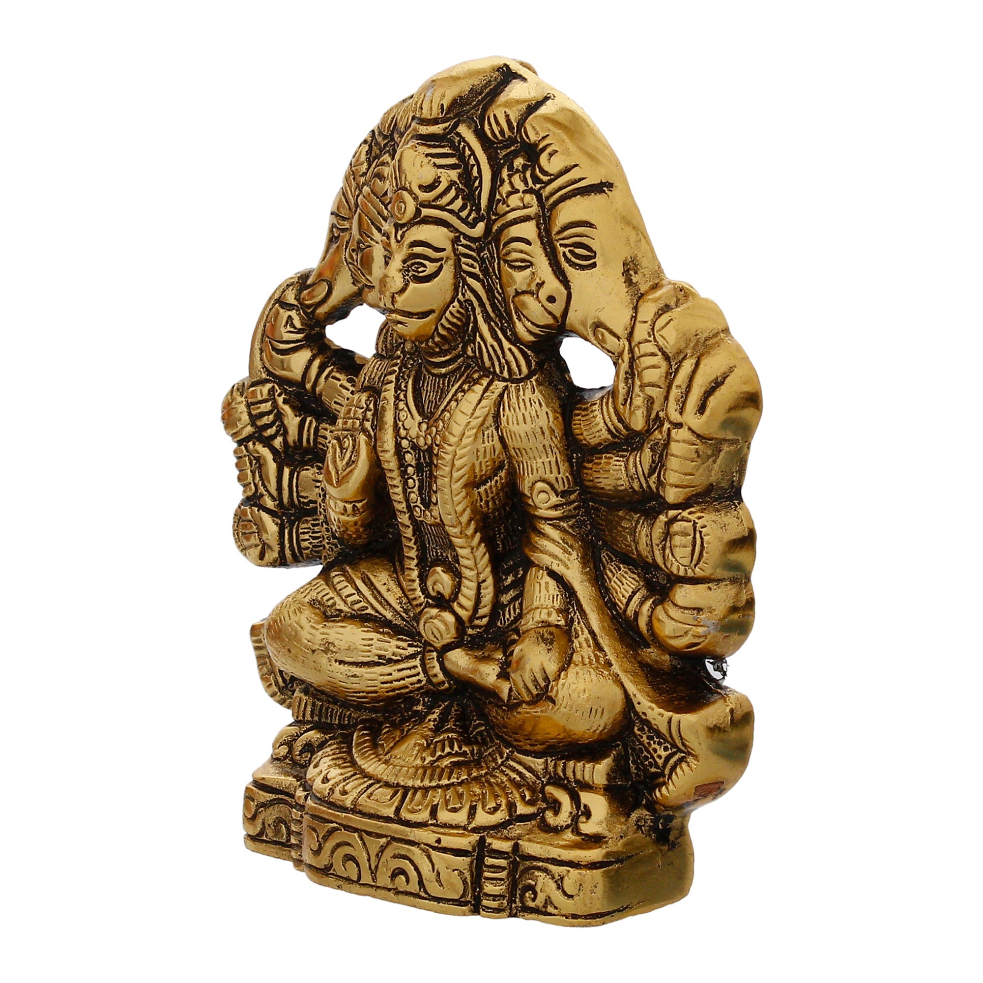 Golden Metal Lord Panchmukhi Hanuman Statue Kafalo