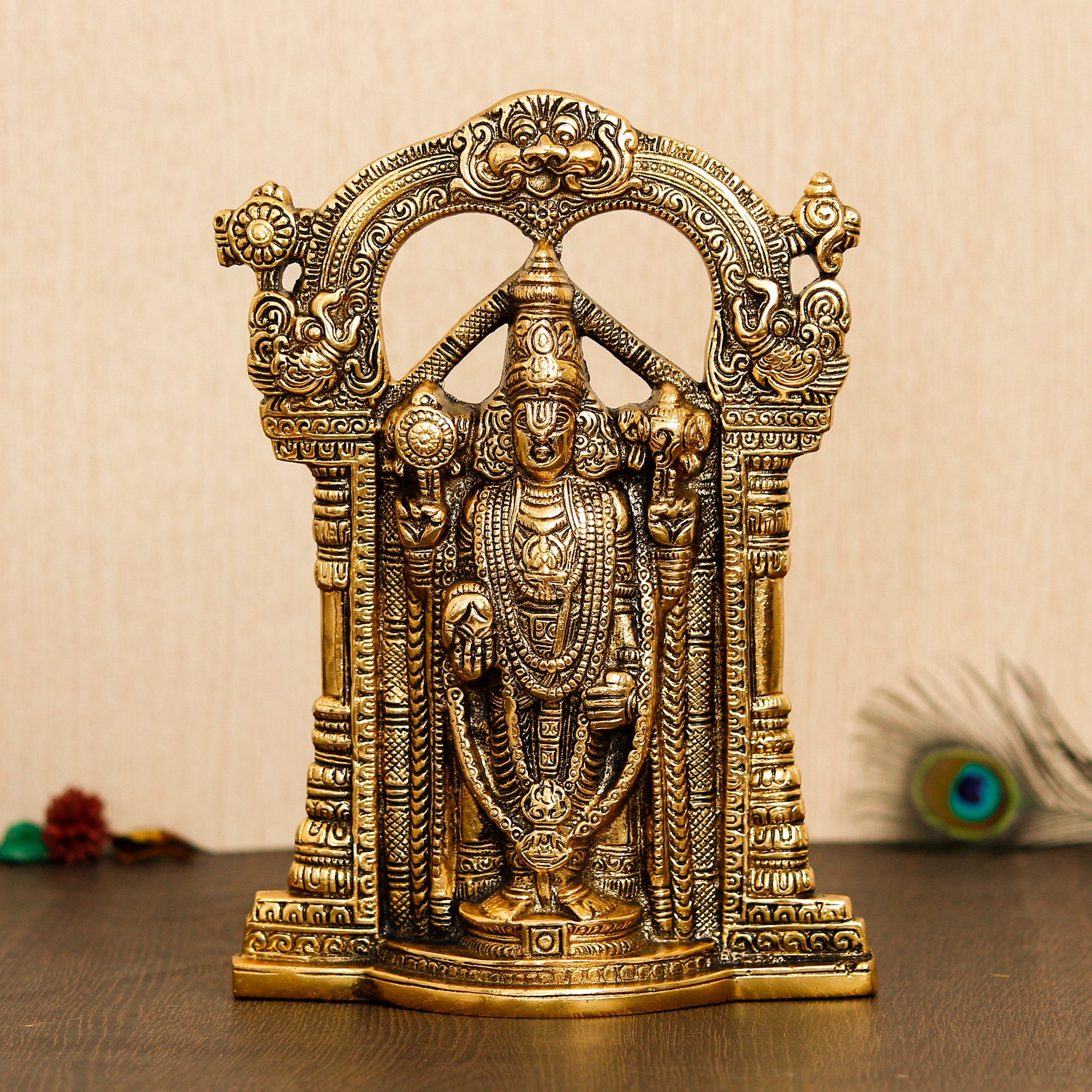 Golden Metal Lord Balaji Idol Kafalo